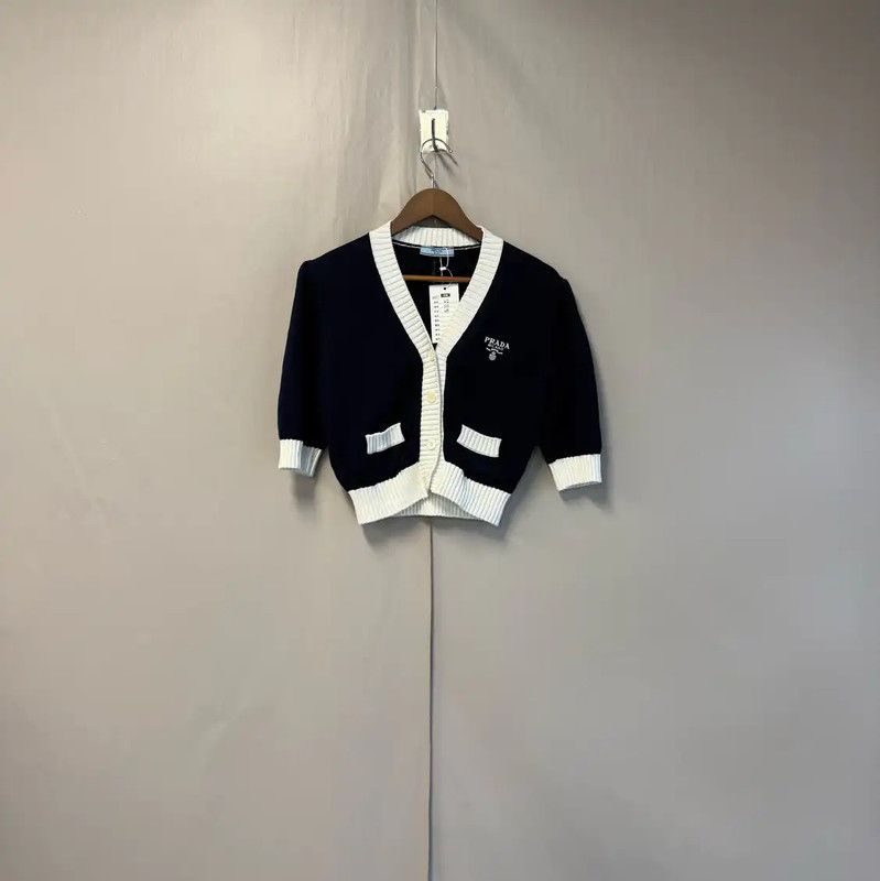 Prada Prada Black Cotton Cardigan for Women Size L / US 10 / IT 46 - 1 Thumbnail