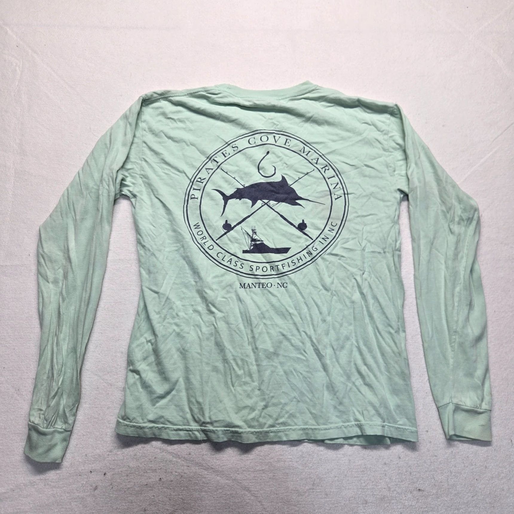 Vintage VINTAGE Pirate Cove Mantic North Carolina T-Shirt Fishing Adult Medium Green Graphic Tee 90s Mens Size US M / EU 48-50 / 2 - 7 Thumbnail