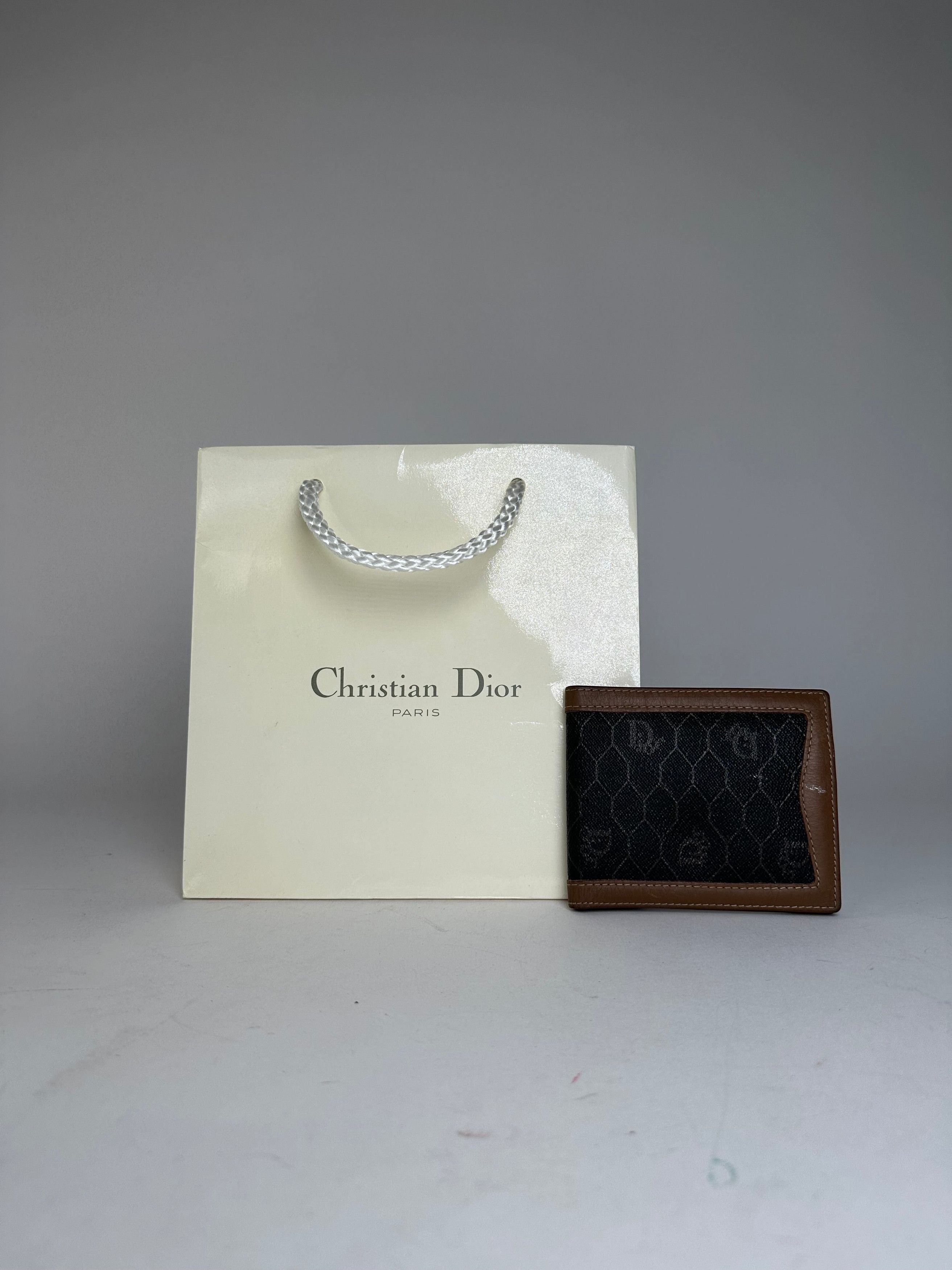 Dior Vintage Flapable Leather Monogram Wallet Black Brown Size ONE SIZE - 1 Thumbnail