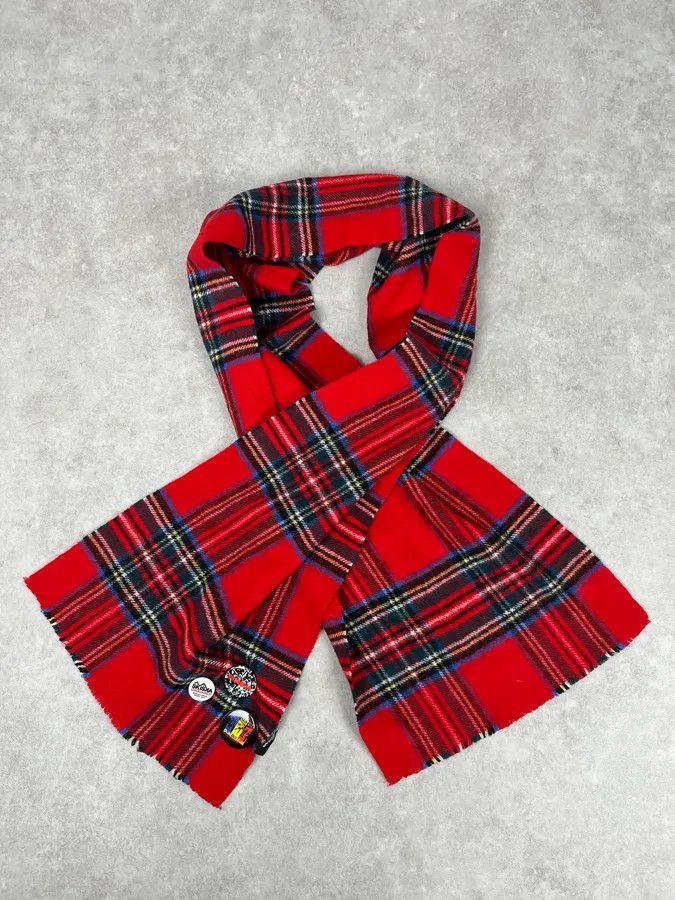 Dsquared2 Dsquared2 Red & Green Wool Tartan Plaid Pin Scarf Size ONE SIZE - 3 Thumbnail