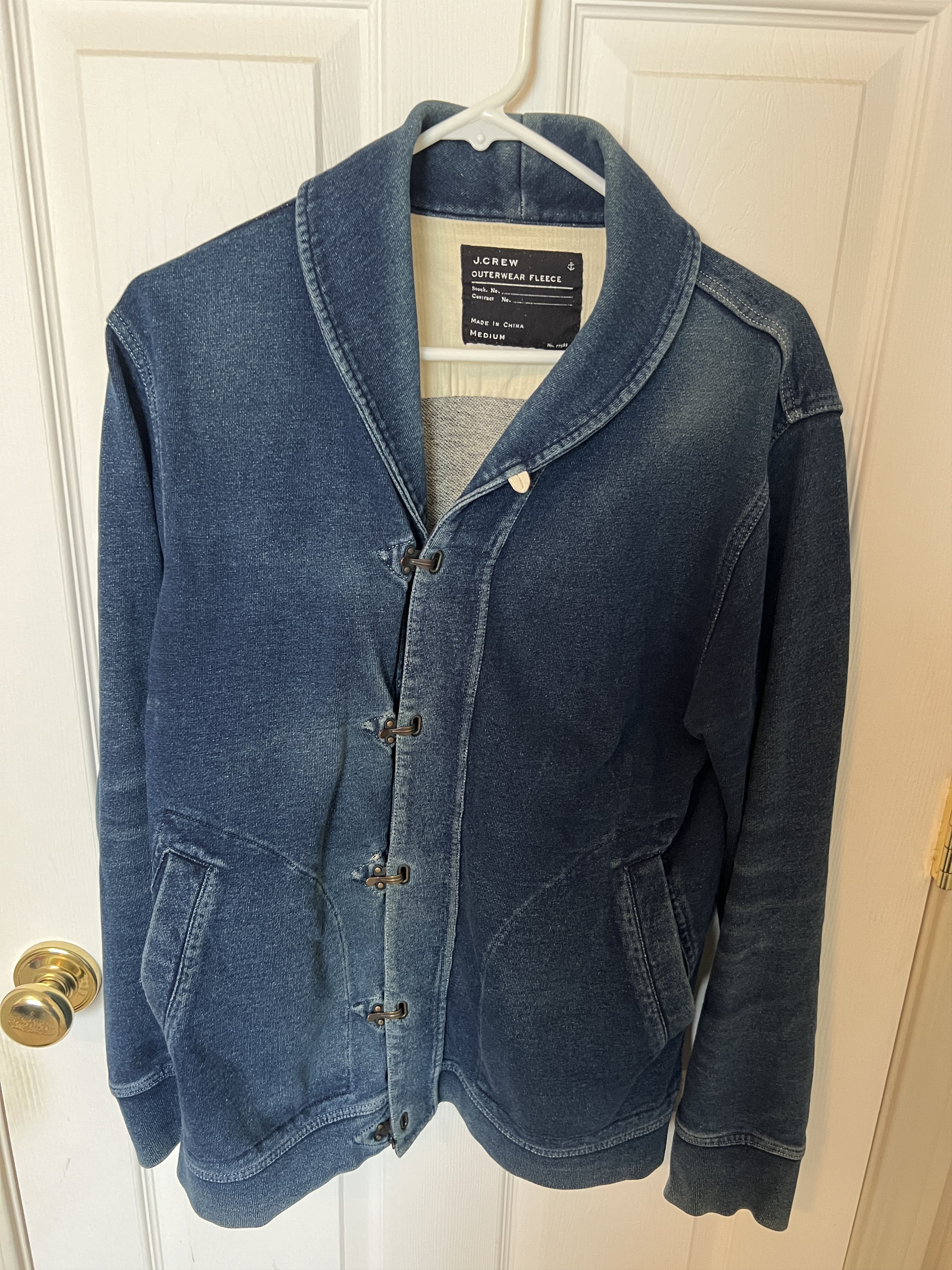 image of J Crew Vintage Indigo Fleece J. Crew Shawl Collar Cardigan, Men's (Size Medium)