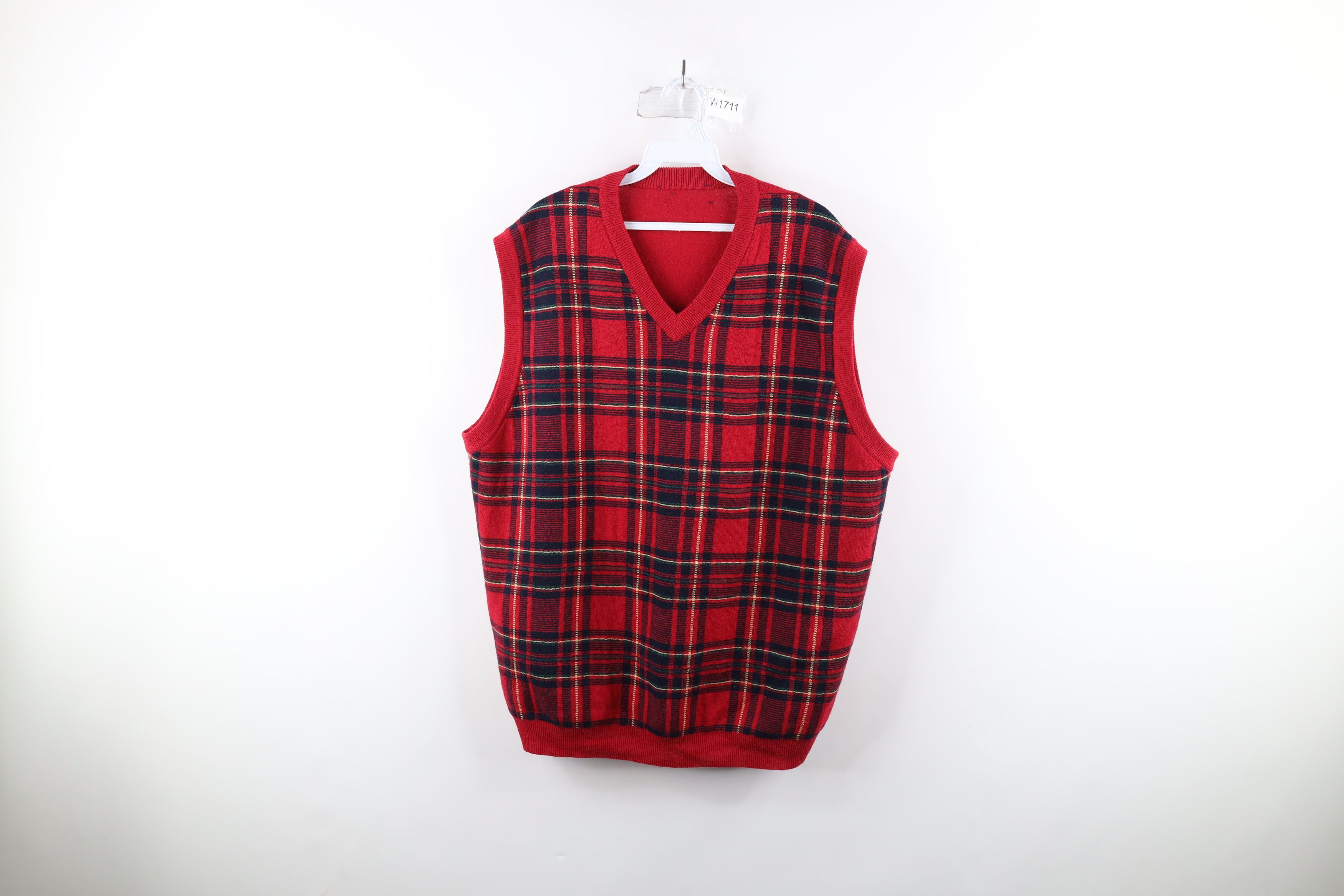 Vintage Vintage 90s Streetwear Blend Knit V-Neck Sweater Vest Plaid Size US XL / EU 56 / 4 - 1 Thumbnail