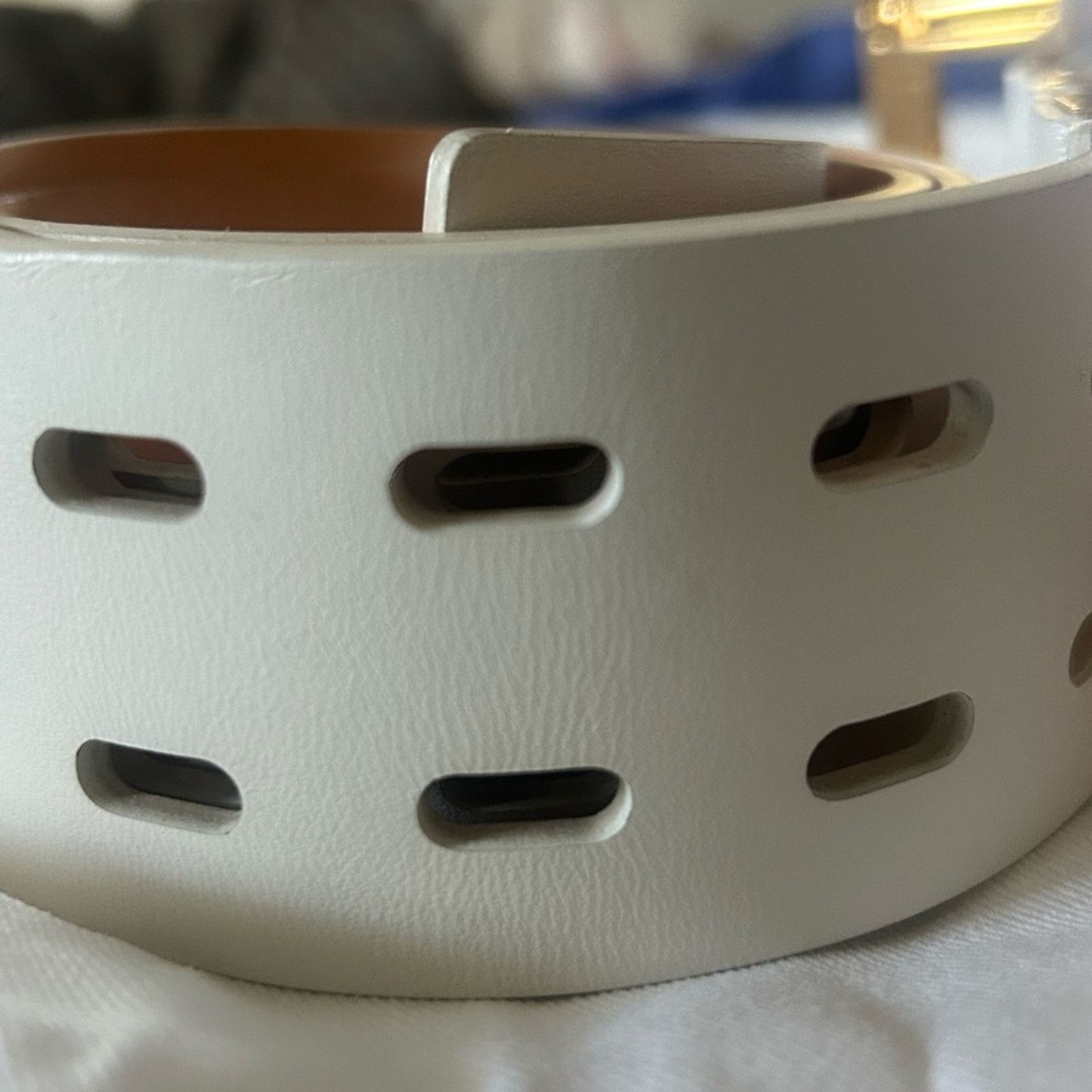 Versace VERSACE Square Buckle Leather Belt White Three Prong 85/34 Size ONE SIZE - 8 Thumbnail
