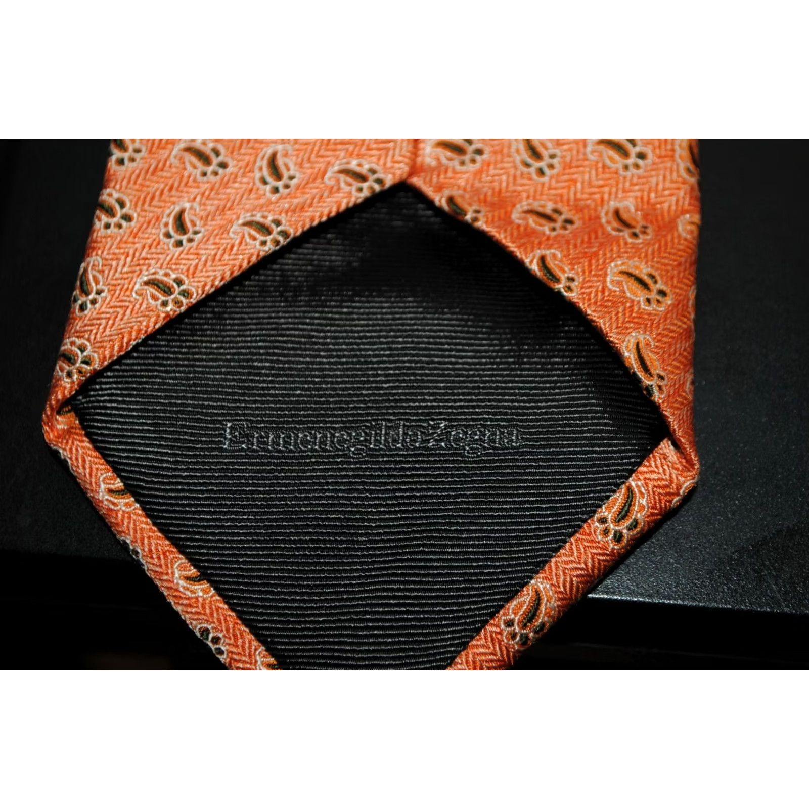 Ermenegildo Zegna ERMENEGILDO ZEGNA MEN'S NECKTIE ITALY LUXURY ORANGE COLOR FLORAL 100% SILK Size ONE SIZE - 3 Thumbnail