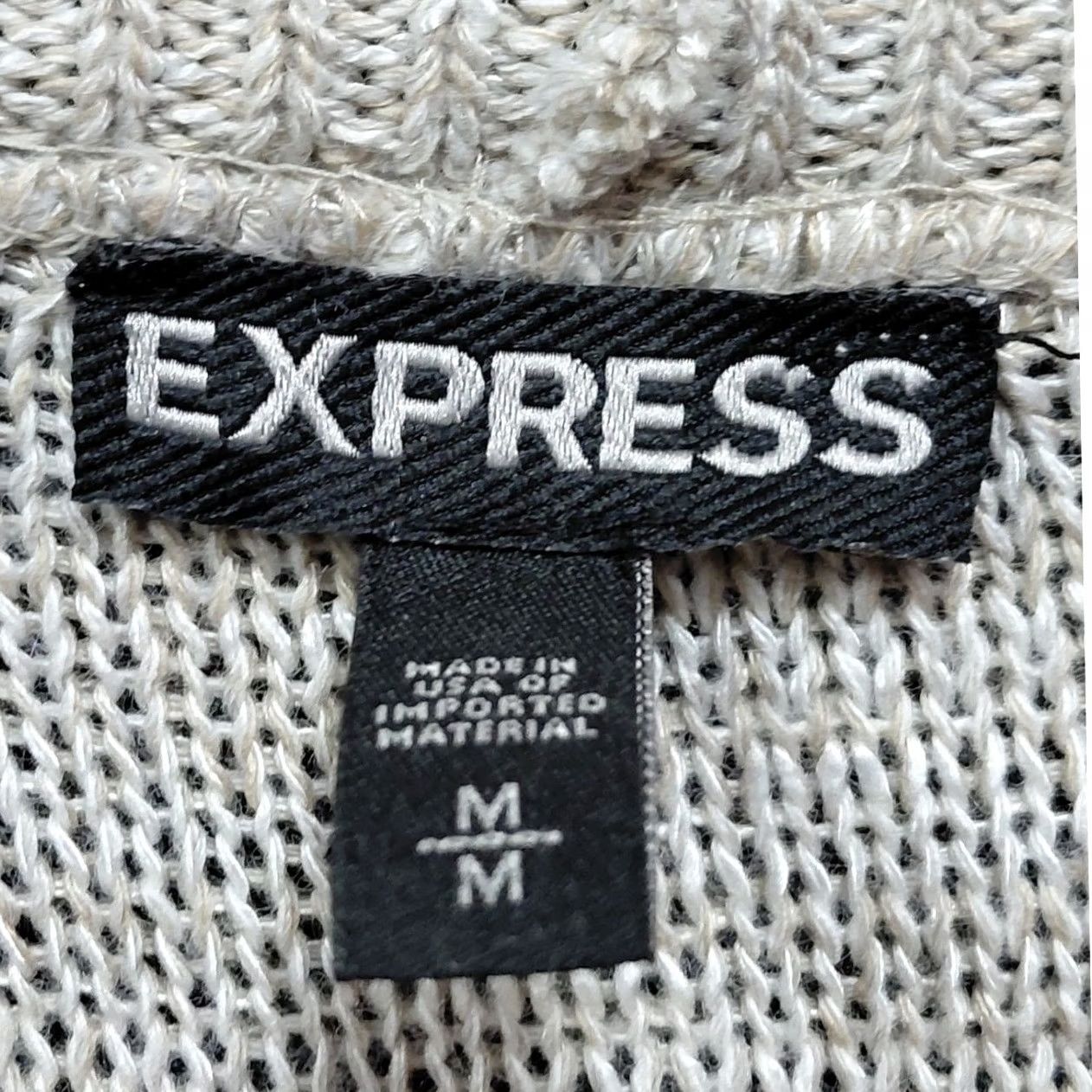 Express EXPRESS Gray Knit Top Cold Shoulder Long Sleeve Women M Blouse Crew Neck Pullover Lightweight Solid Size M / US 6-8 / IT 42-44 - 3 Thumbnail