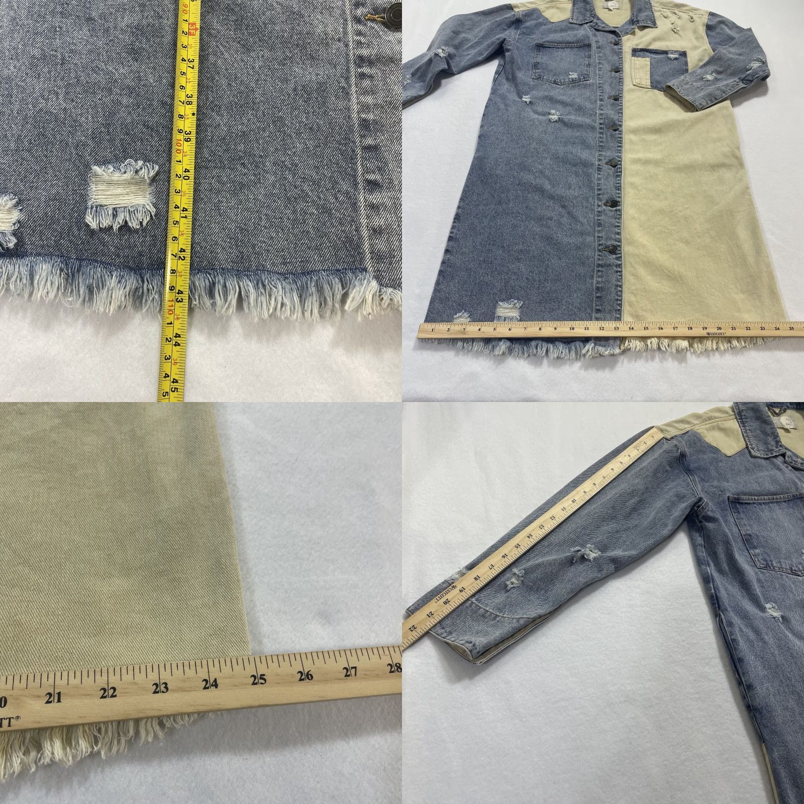 Denime Oli & Holi Boho Mixed Denim Jacket Long Oversize Boutique Button & Snap Size S Women Multicolor Denim Jacket Spring Summer Fall Winter Size S / US 4 / IT 40 - 10 Thumbnail