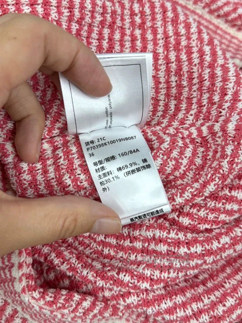Chanel Chanel Pink and white striped long knitted cardigan coat Size XS / US 0-2 / IT 36-38 - 6 Thumbnail