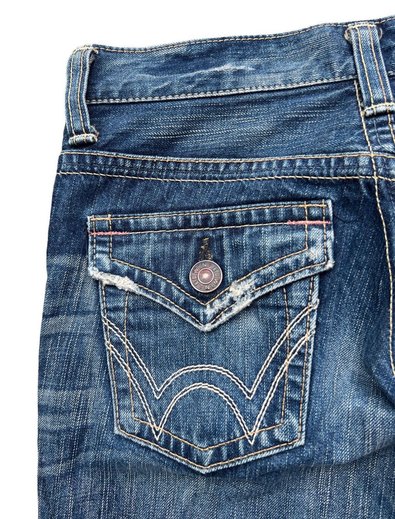 Edwin Vintage Edwin Blue Trip Distressed Flare Denim Jeans 29x29 Size 29" - 8 Thumbnail