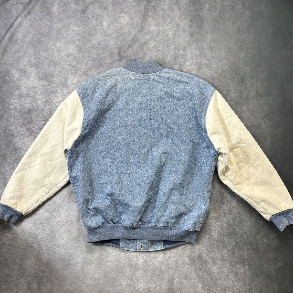 Nike × Vintage 1990s Vintage Nike Bomber Jacket Vintage Denim Jacket Swoosh Size US L / EU 52-54 / 3 - 3 Thumbnail