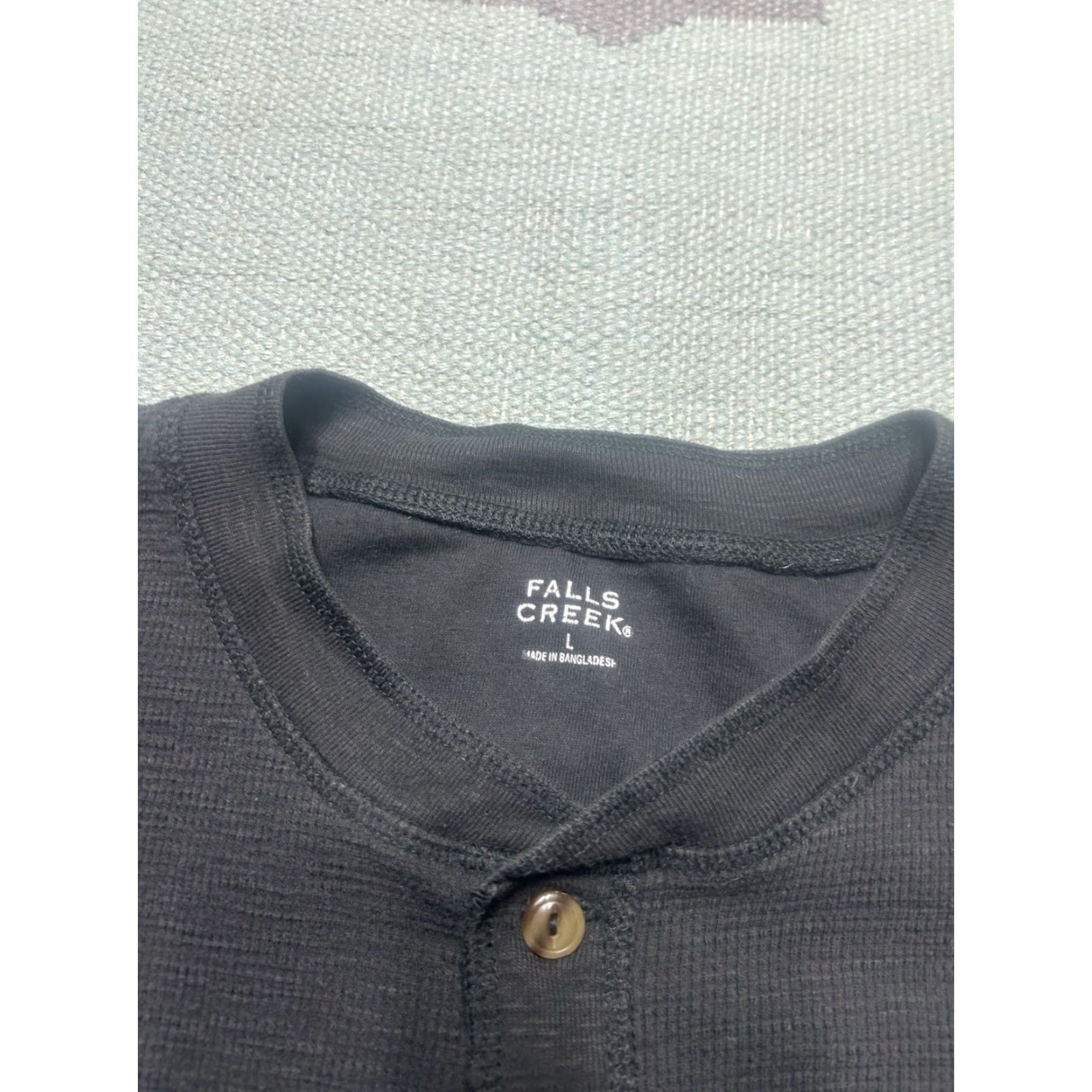 Vintage Falls Creek Thermal Shirt Long Sleeve Henley Black Large Mens Fall Waffle Knit Base Layer T-Shirt Size US L / EU 52-54 / 3 - 6 Thumbnail