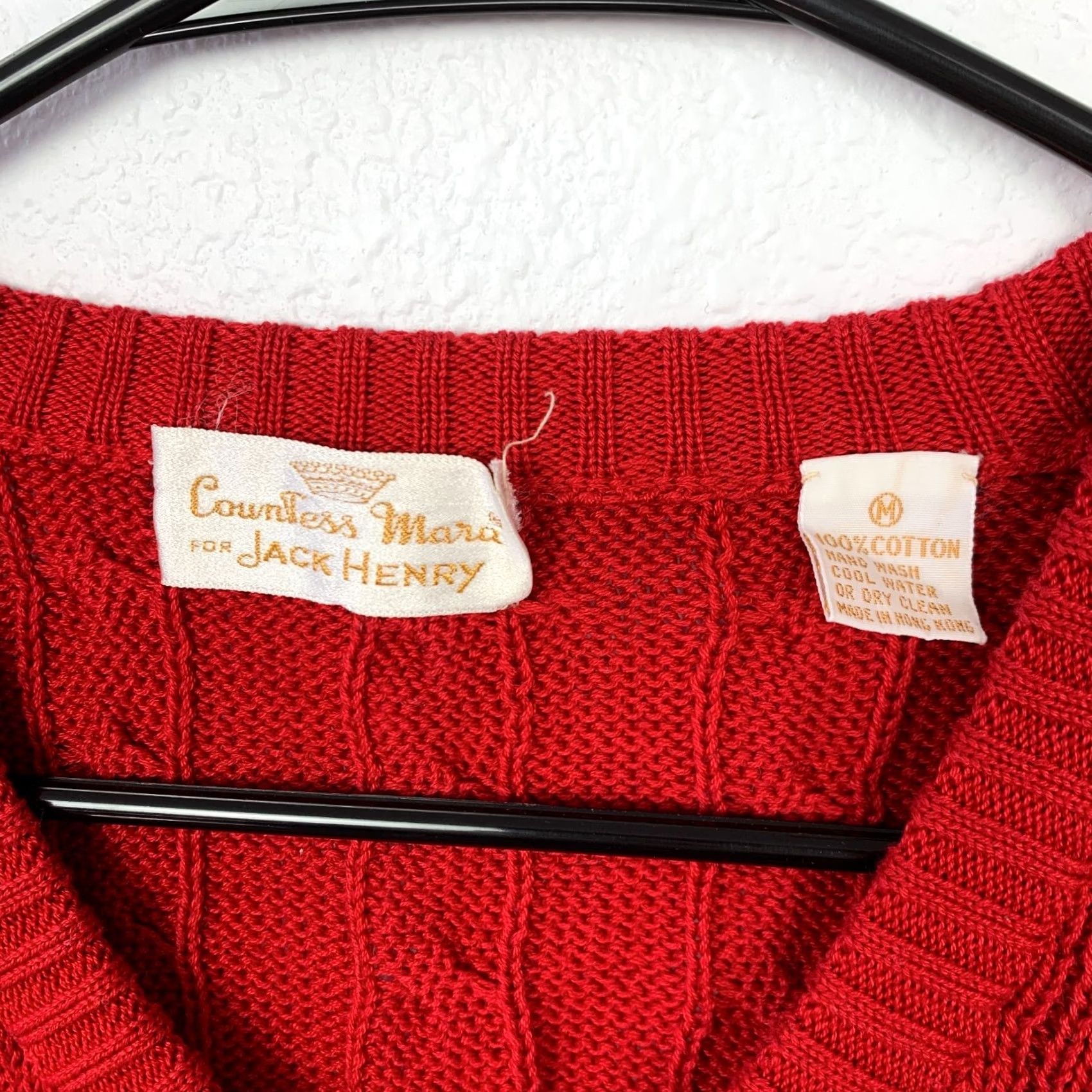 Countess Mara VINTAGE Countess Mara Jack Henry Red Cable Knit V-Neck Red Sweater Mens M Size US M / EU 48-50 / 2 - 2 Thumbnail