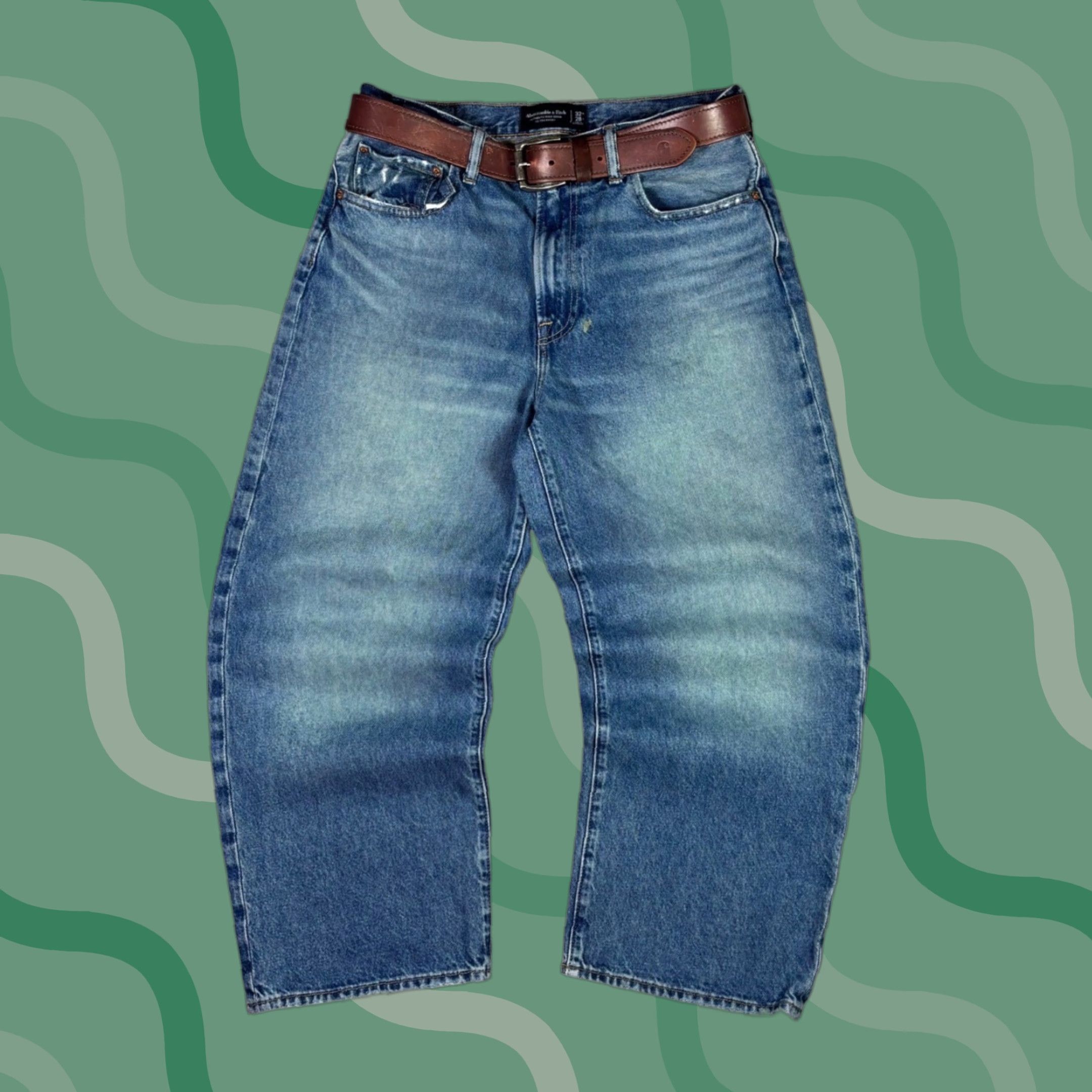 Abercrombie & Fitch Abercrombie & Fitch Jeans Mens Relaxed Wide-Leg Denim Blue 32x27 Baggy 5-Pocket Distressed Size US 32 / EU 48 - 1 Thumbnail