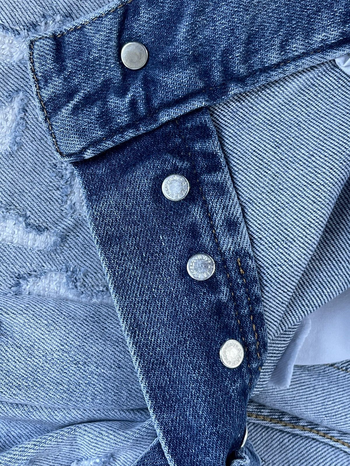 Balmain Balmain Distressed Indigo Biker Denim Pants Size US 31 - 23 Thumbnail