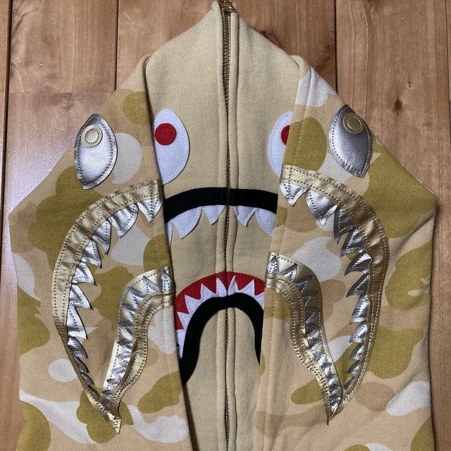 Bape BAPE Double Shark Full Zip Hoodie Yellow Camo a bathing ape Size US XXL / EU 58 / 5 - 3 Thumbnail