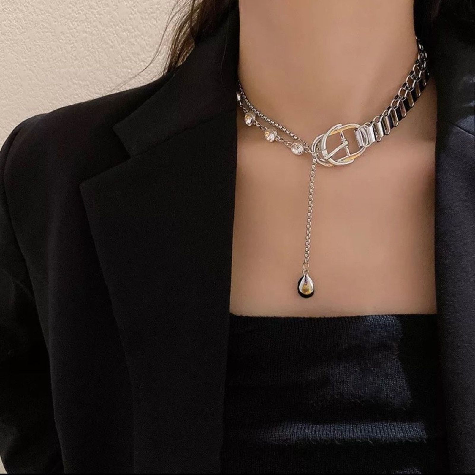 Other Crystal Chocker Necklace Silver Statement Necklace Size ONE SIZE - 3 Thumbnail