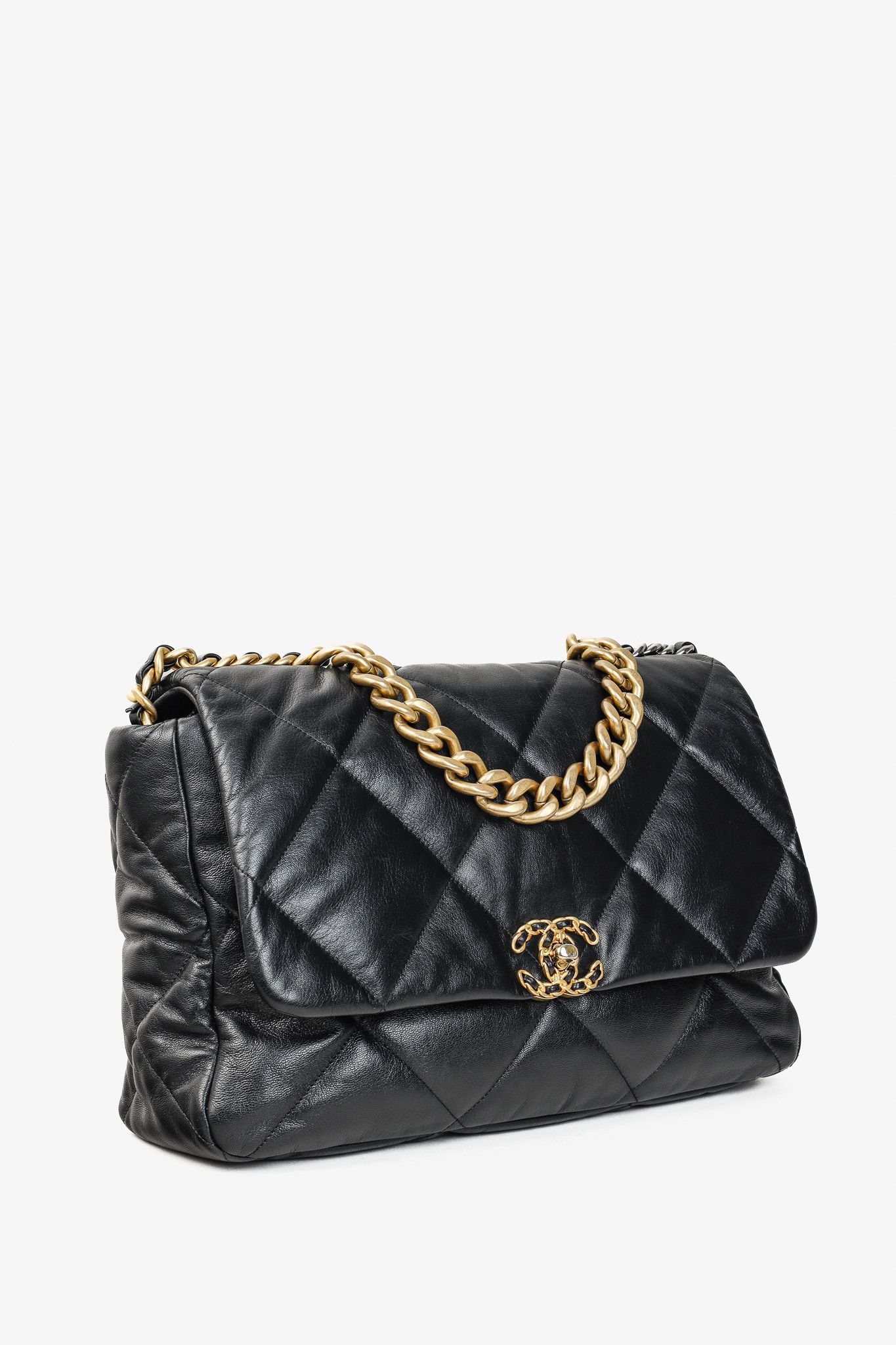 Chanel Chanel Maxi 19 Large Two-Tone Chain Black Leather Flap Bag Size ONE SIZE - 2 Thumbnail