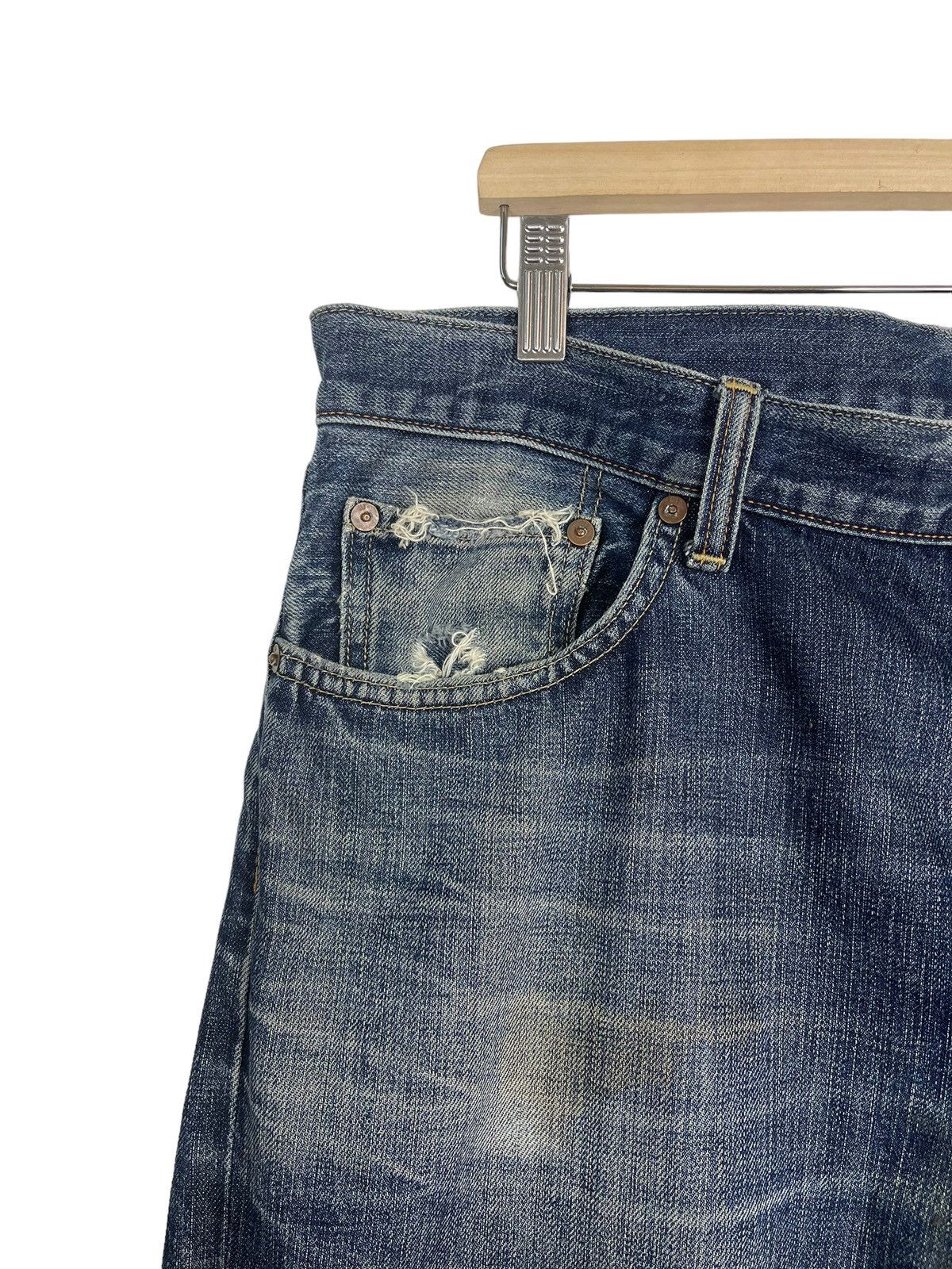 Japanese Brand Uniqlo UJ Distressed Flare Regular Fit Straight Jeans Size US 38 / EU 54 - 9 Thumbnail