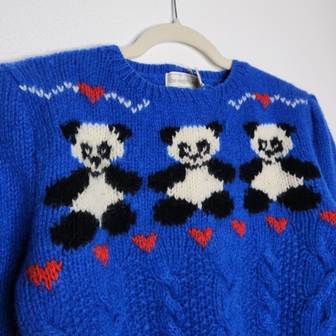 Vintage VINTAGE Eagle's Eye Wool 80s Panda Cable Knit Pullover Sweater Blue Women M Wool Angora Art Nature Eagles Eye Decade 80s Size M / US 6-8 / IT 42-44 - 4 Thumbnail
