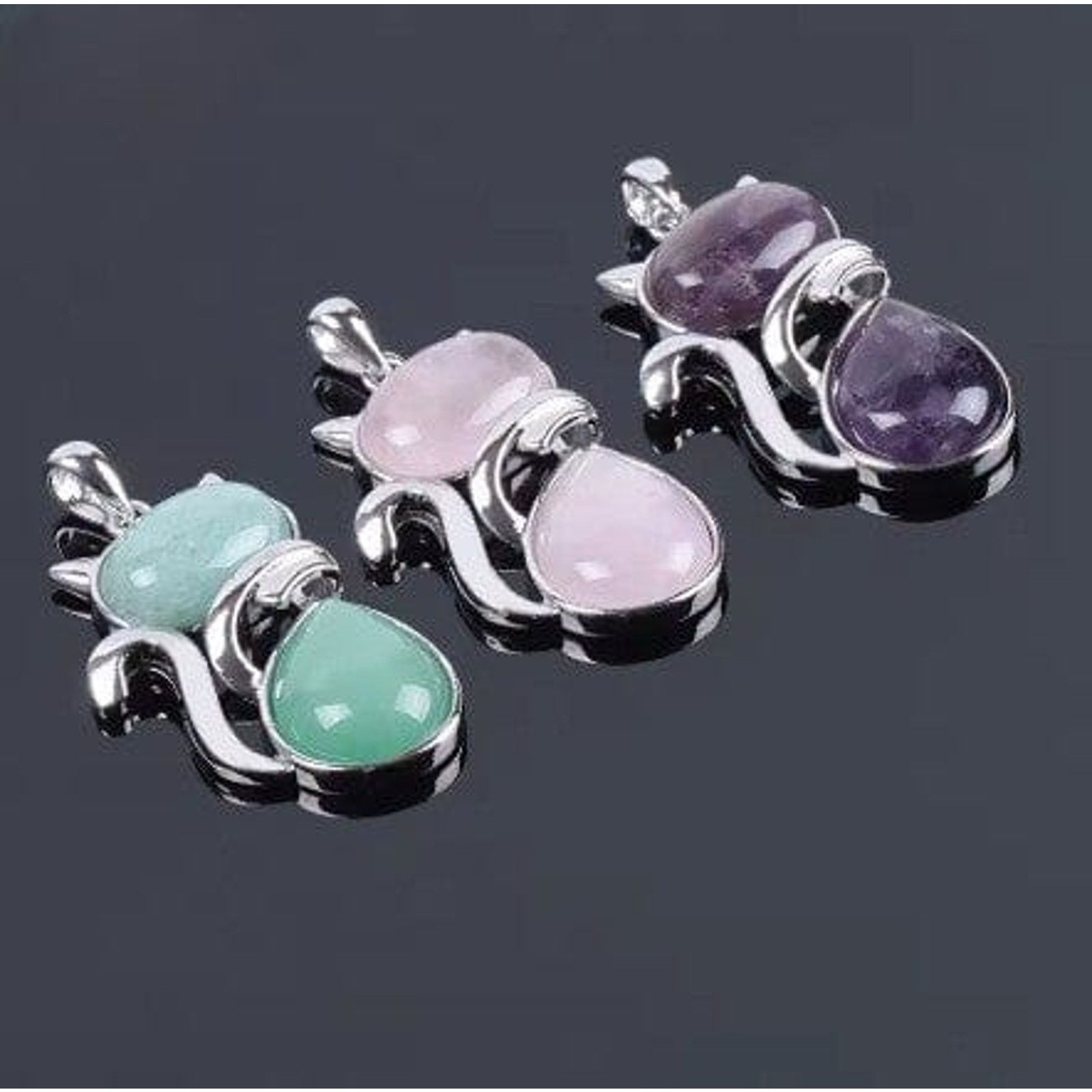 Other Natural Amethyst Cat Pendant - Large Gemstone Cat Charm Size ONE SIZE - 3 Thumbnail
