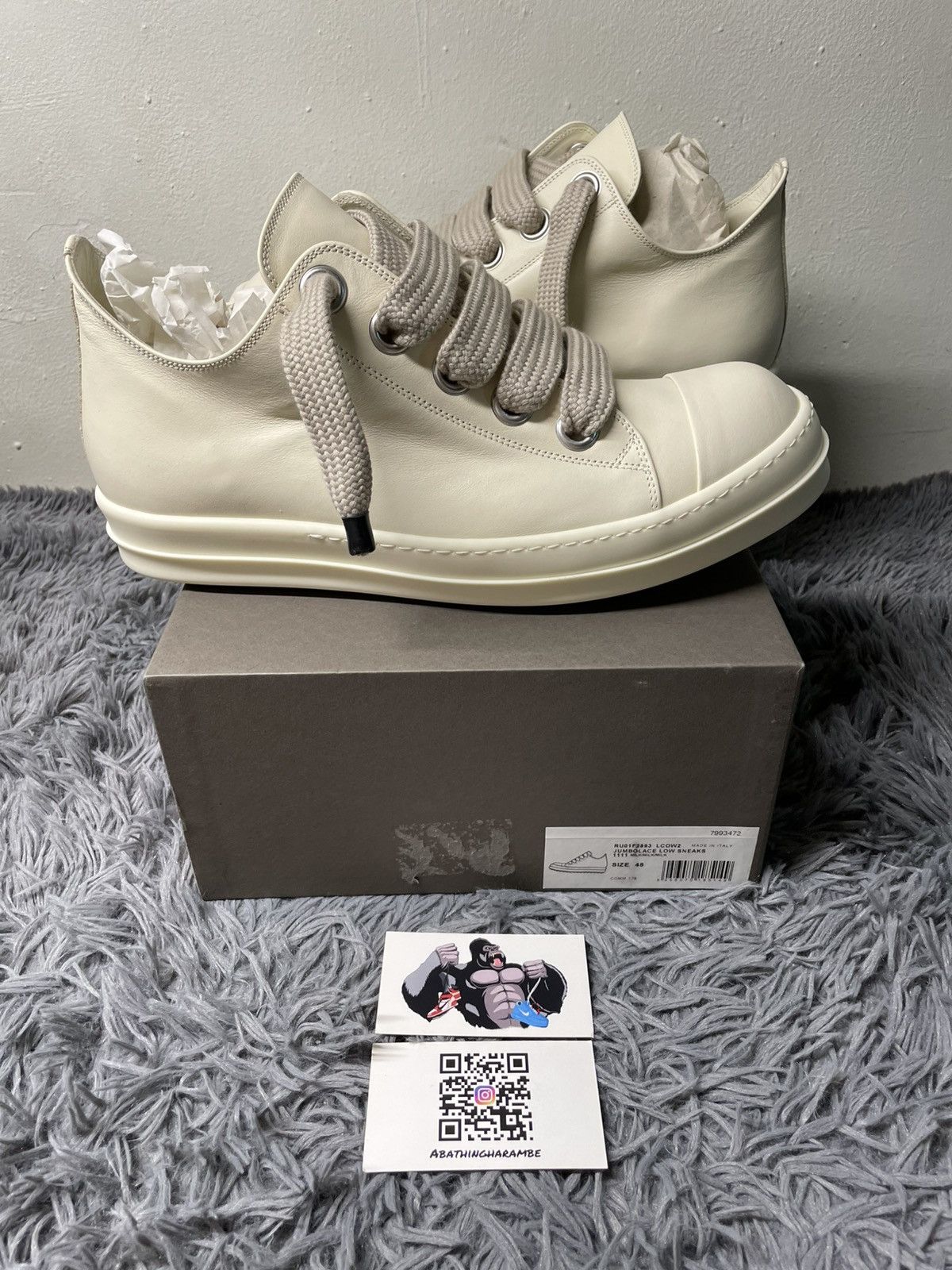 Rick Owens Rick Owens Ramone Low Jumbo Lace Milk/Milk Size US 15 / EU 48 - 2 Thumbnail