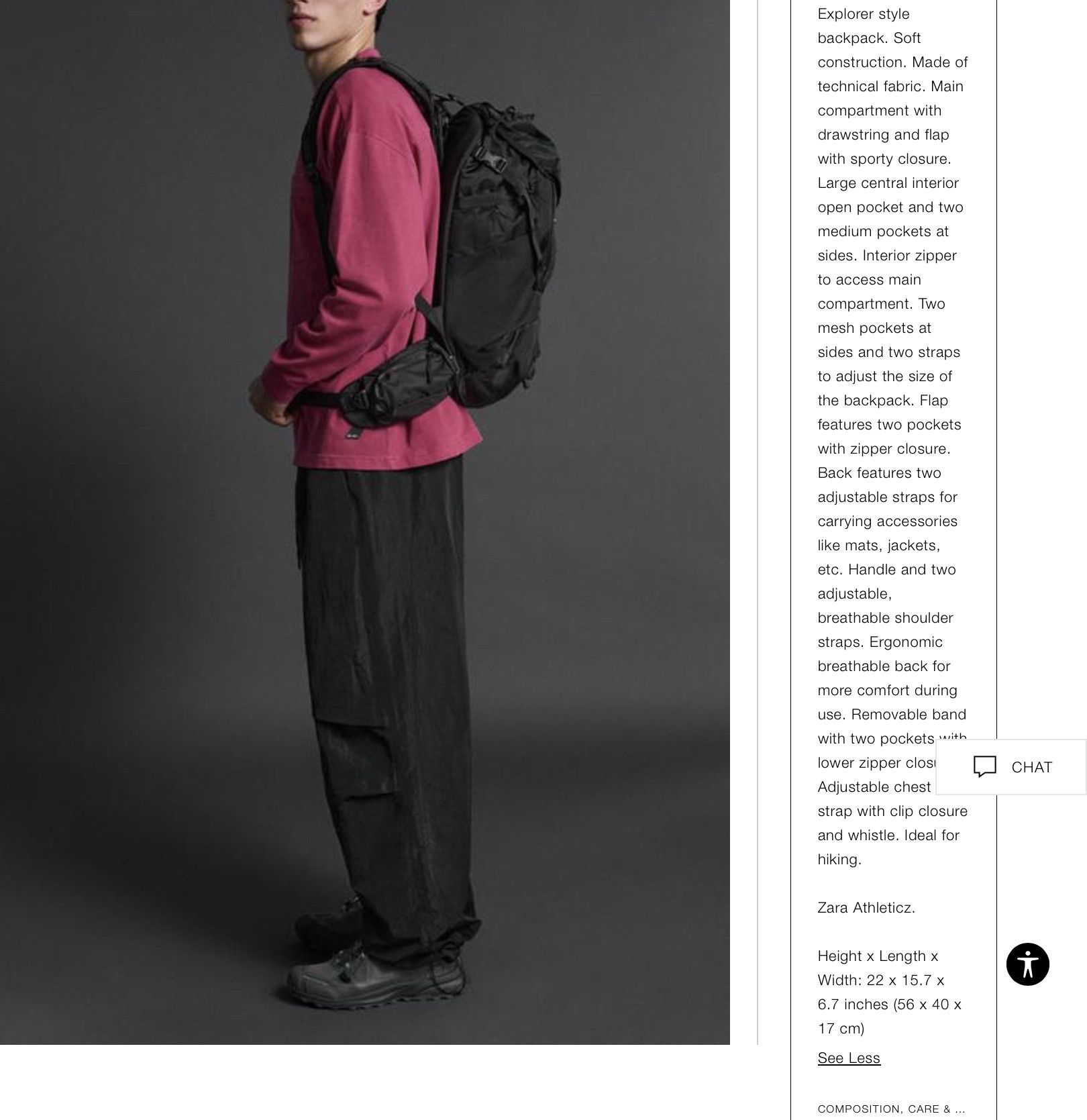 Zara Zara Explorer Backpack M black BNWT Size 30 - 3 Thumbnail