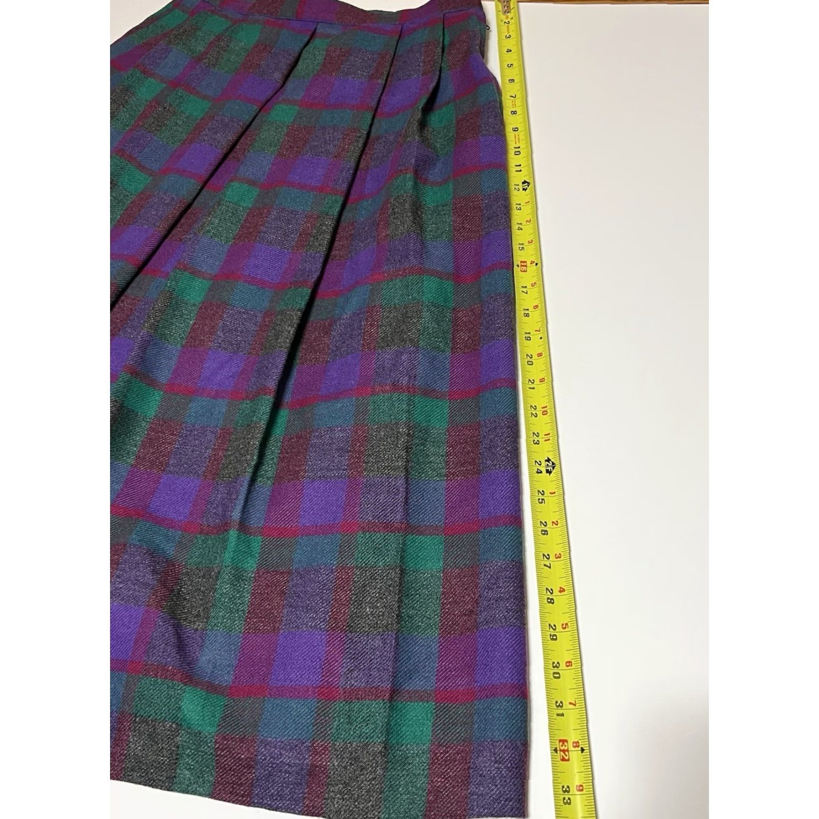 Vintage VINTAGE Country Suburbans Skirt Wool Plaid Purple Green 30 33.5 Long Pleated Lined United States 80s 90s Western Womens Size 12 Size 34" / US 12 / IT 48 - 4 Thumbnail