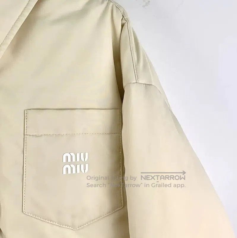 Miu Miu Miu Miu Beige Polyester Cropped Jacket . Size S / US 4 / IT 40 - 3 Thumbnail