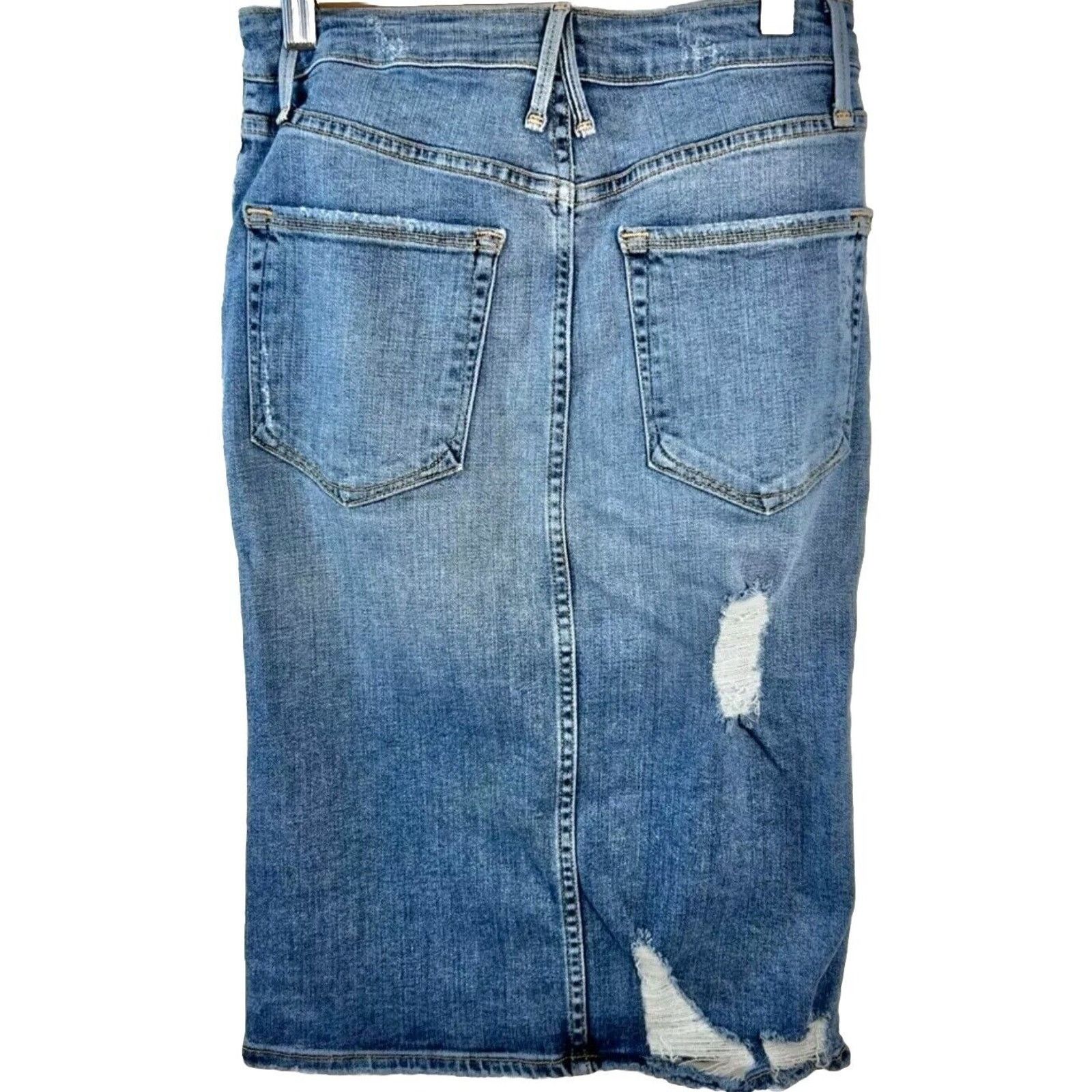Good American GOOD AMERICAN Kardashian High Waist Pencil Distressed 10/30 Size 32" / US 10 / IT 46 - 5 Thumbnail