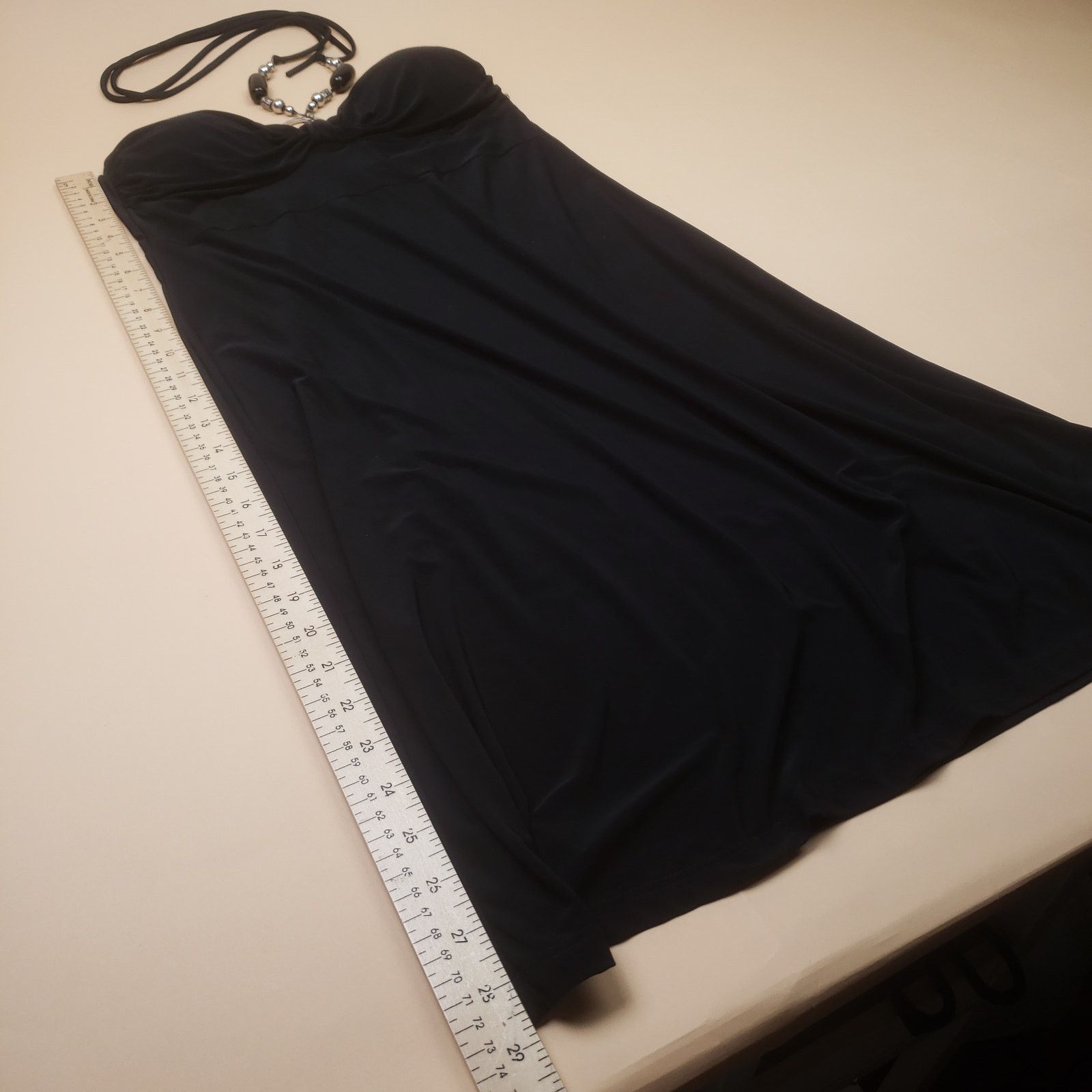 Vintage Vintage Sparkling Stars y2k Black Halter Summer Dress Size L / US 10 / IT 46 - 3 Thumbnail