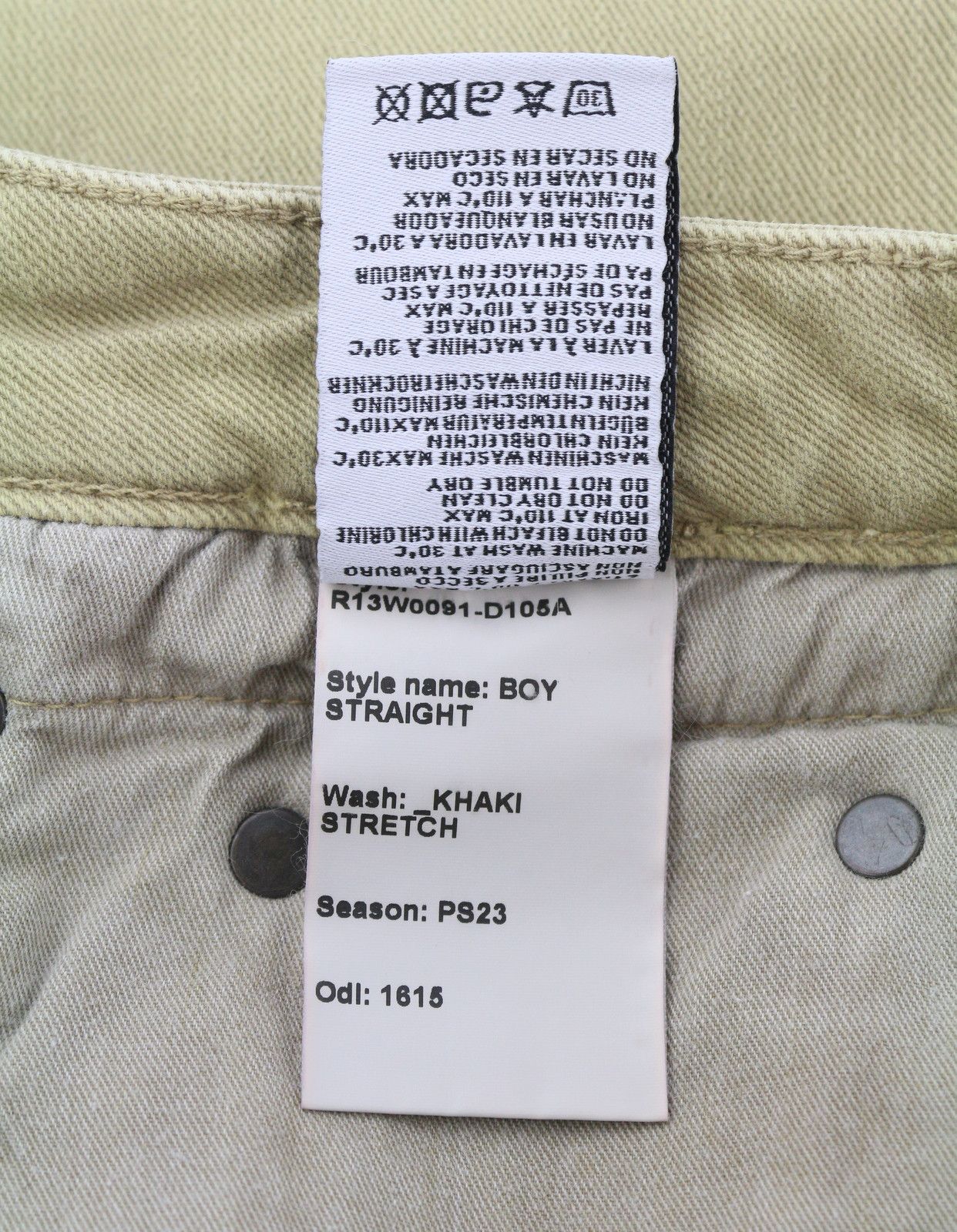 R13 BOY STRAIGHT 28 Khaki Stretchy Denim Cropped Pockets 86304 Size 28" / US 6 / IT 42 - 10 Thumbnail