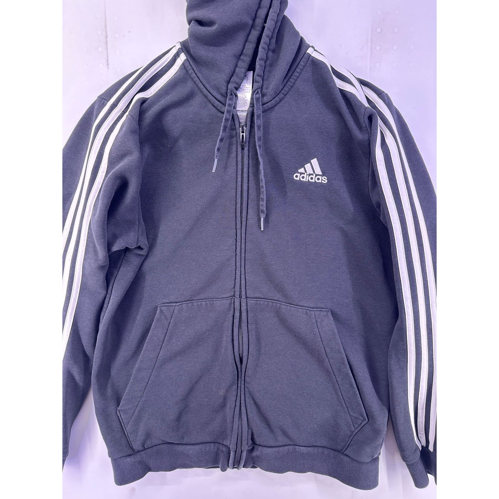 Adidas Adidas Black and White Zip Up Hoodie Size Large Size US L / EU 52-54 / 3 - 3 Thumbnail