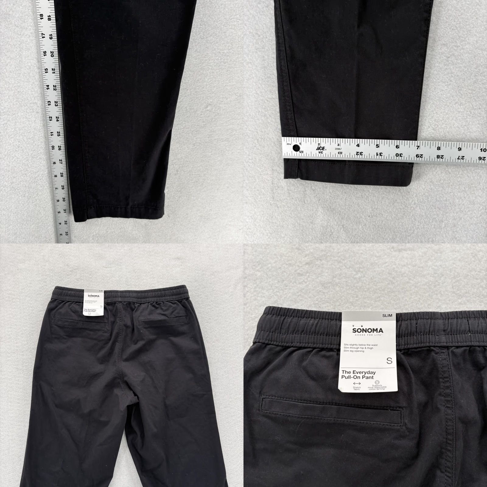 Vintage Sonoma Jogger Pants Mens Small Black Everyday Pull-On Slim Chino Casual Preppy Size US 29 - 8 Thumbnail