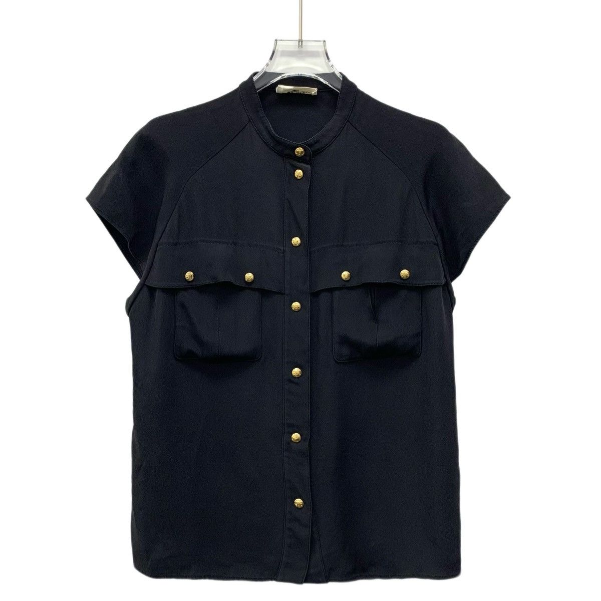 Celine Celine Black Mulberry Silk Short Sleeve Shirt Size XXS / US 00 / IT 34 - 1 Thumbnail