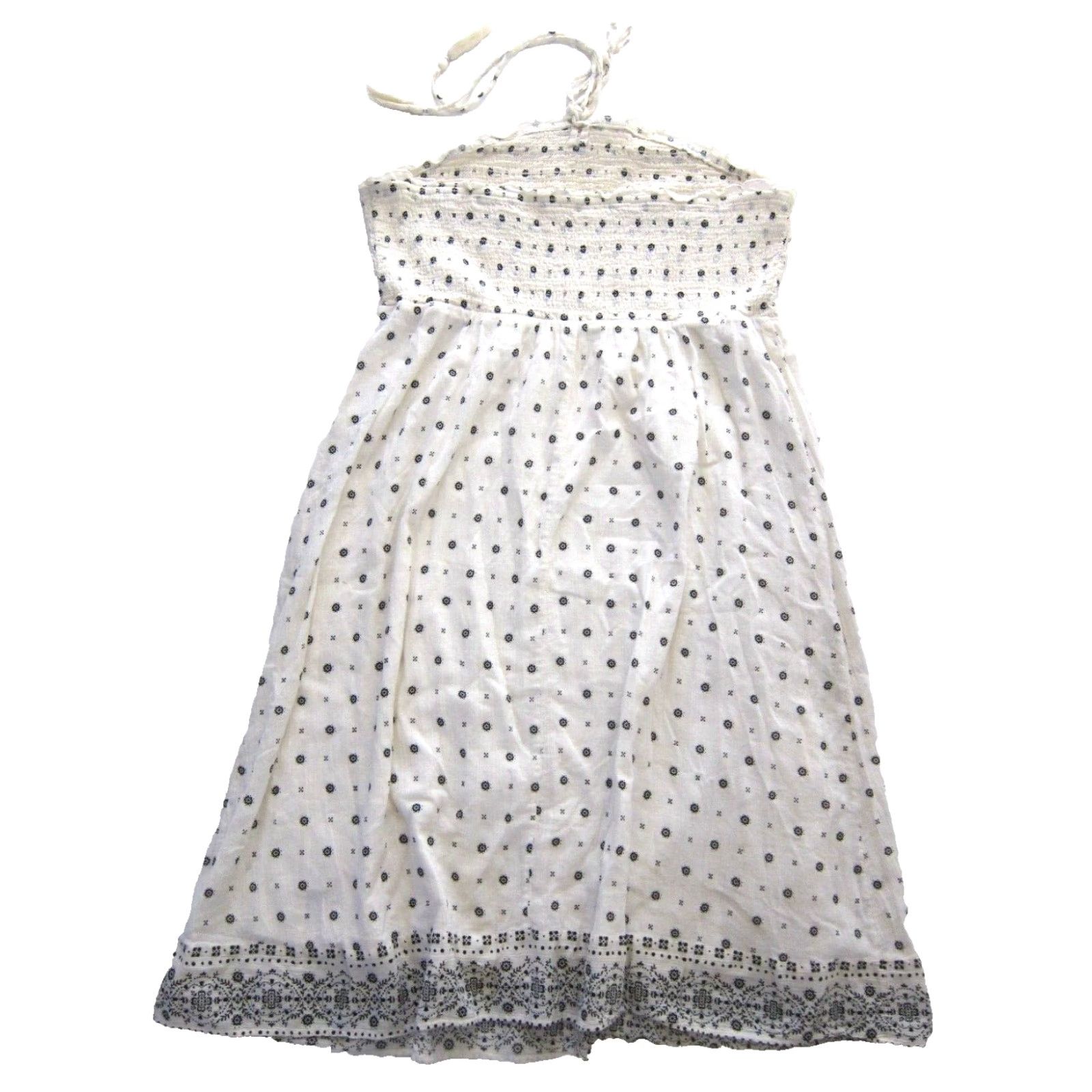 Old Navy Old Navy Floral Halter Stretch Midi Sun Dress XXL - 100% Cotton Ivory Black, Sleeveless, Lined, Kaftan/Sundress Style, Women Size XXL / US 16-18 / IT 52-54 - 2 Thumbnail