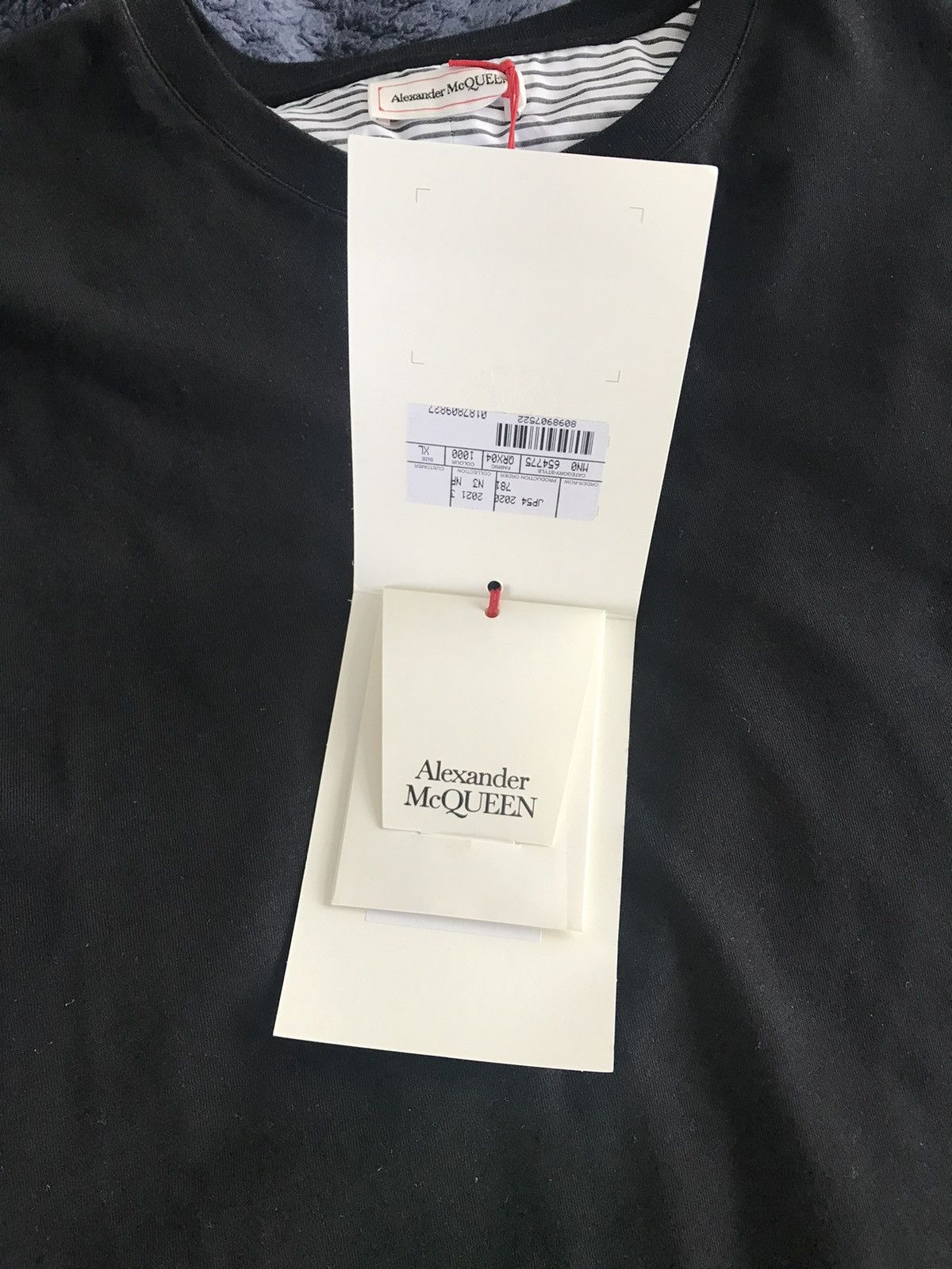 Alexander McQueen Black & White Stripped Graffiti T- Shirt Size US XL / EU 56 / 4 - 11 Thumbnail