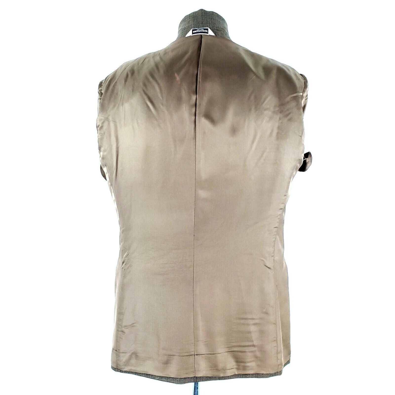 Pronto Uomo Pronto Uomo Wool 2 Button Blazer 42L Brown Houndstooth Windo Size 42L - 11 Thumbnail