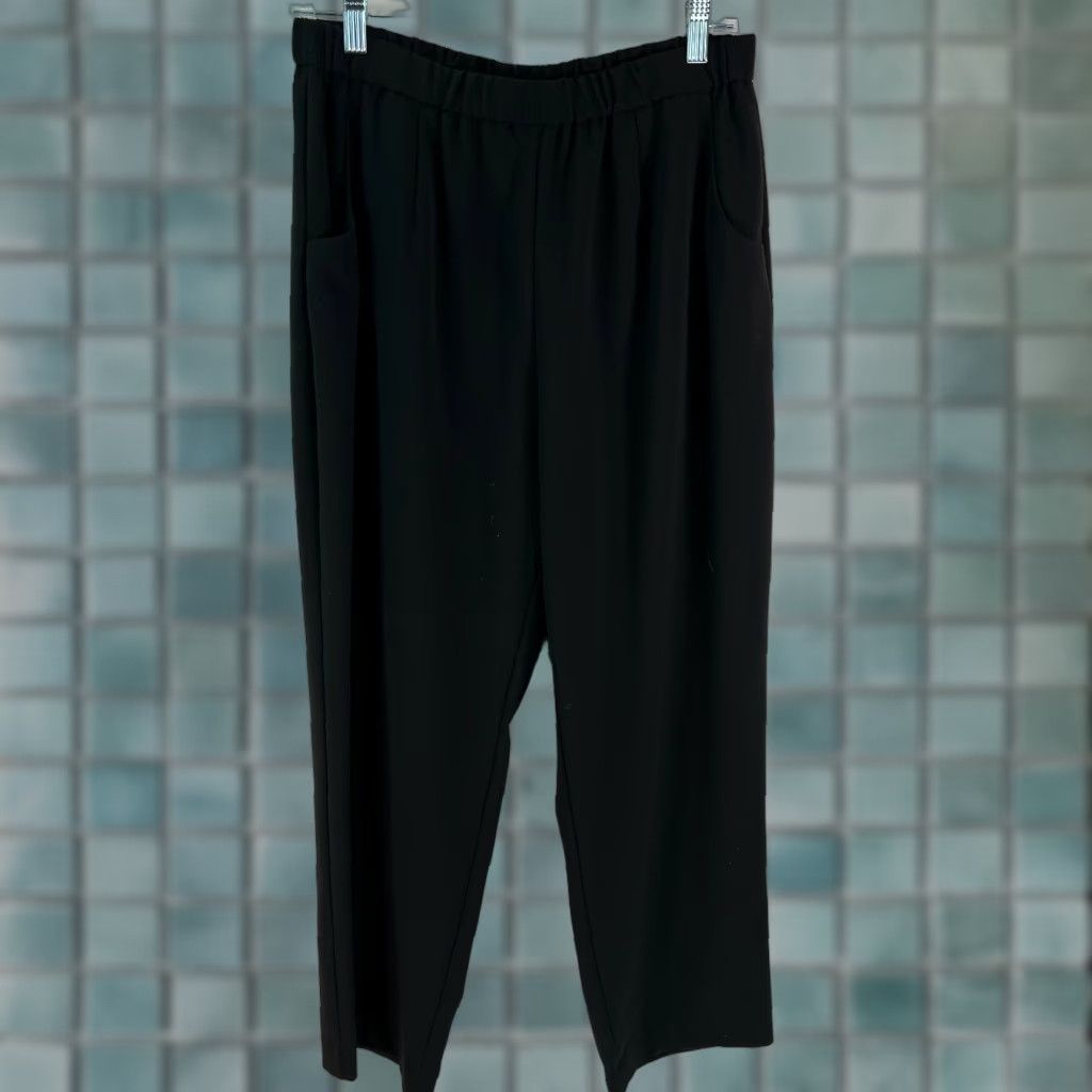 JM Collection JM Collection Womens Flat Front Elastic Waist Black Casual Pants Petites 14 Size 14 Size 36" / US 14 / IT 50 - 1 Thumbnail