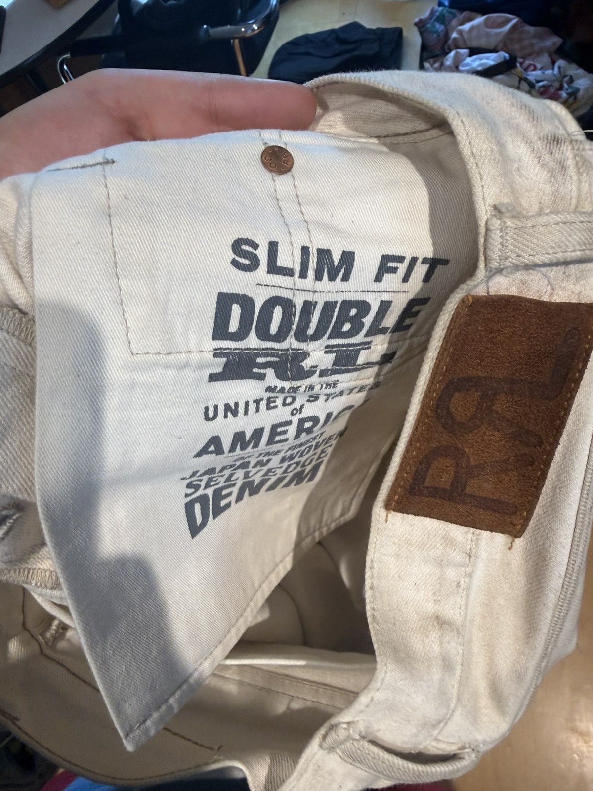 RRL Ralph Lauren RRL cream selvedge DENIM Slim fit Size US 30 / EU 46 - 8 Thumbnail