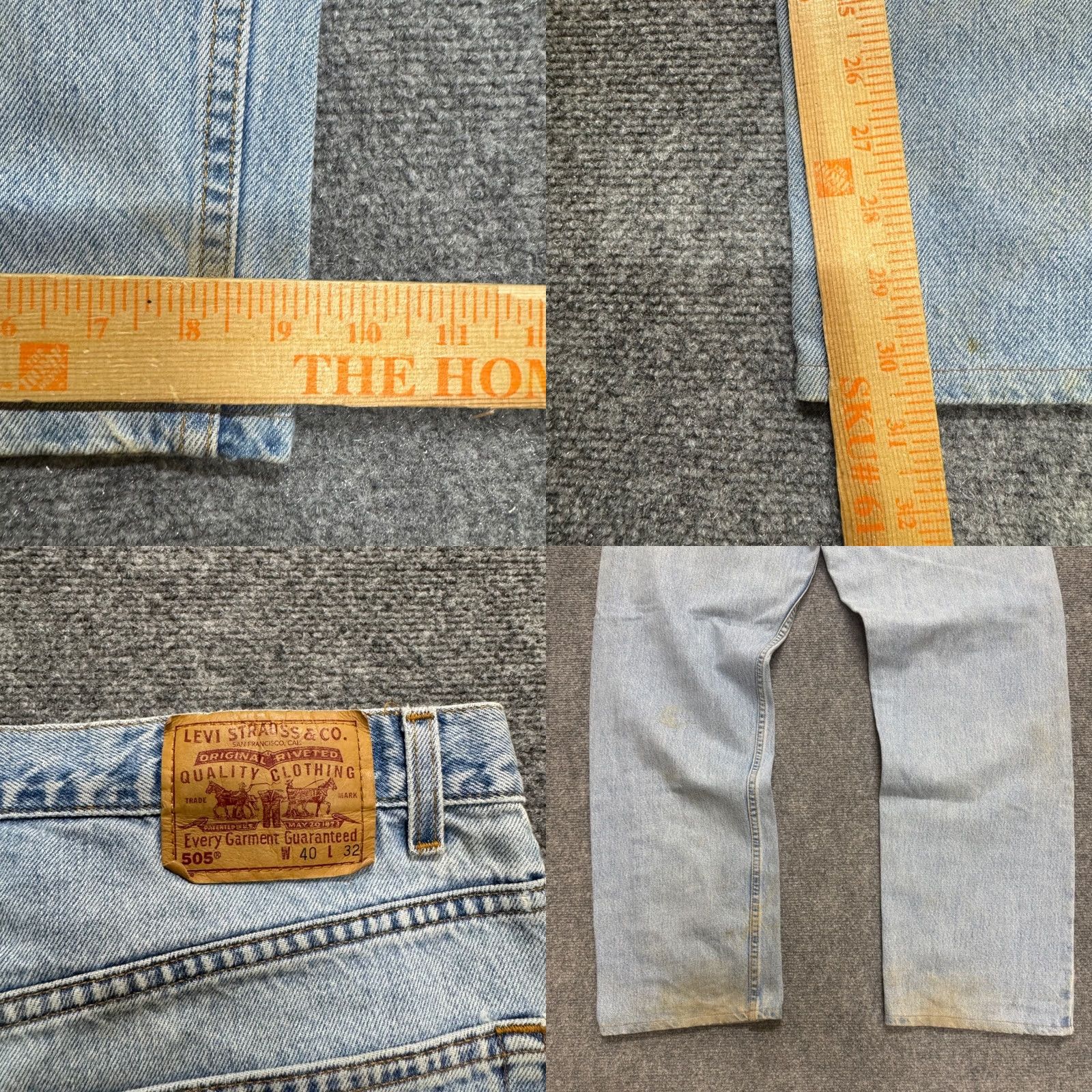 Levi's VINTAGE Levi's 505 Denim Jeans Mens 38x30 Regular Light Washed 90s Paper Tag Stained Size US 38 / EU 54 - 8 Thumbnail