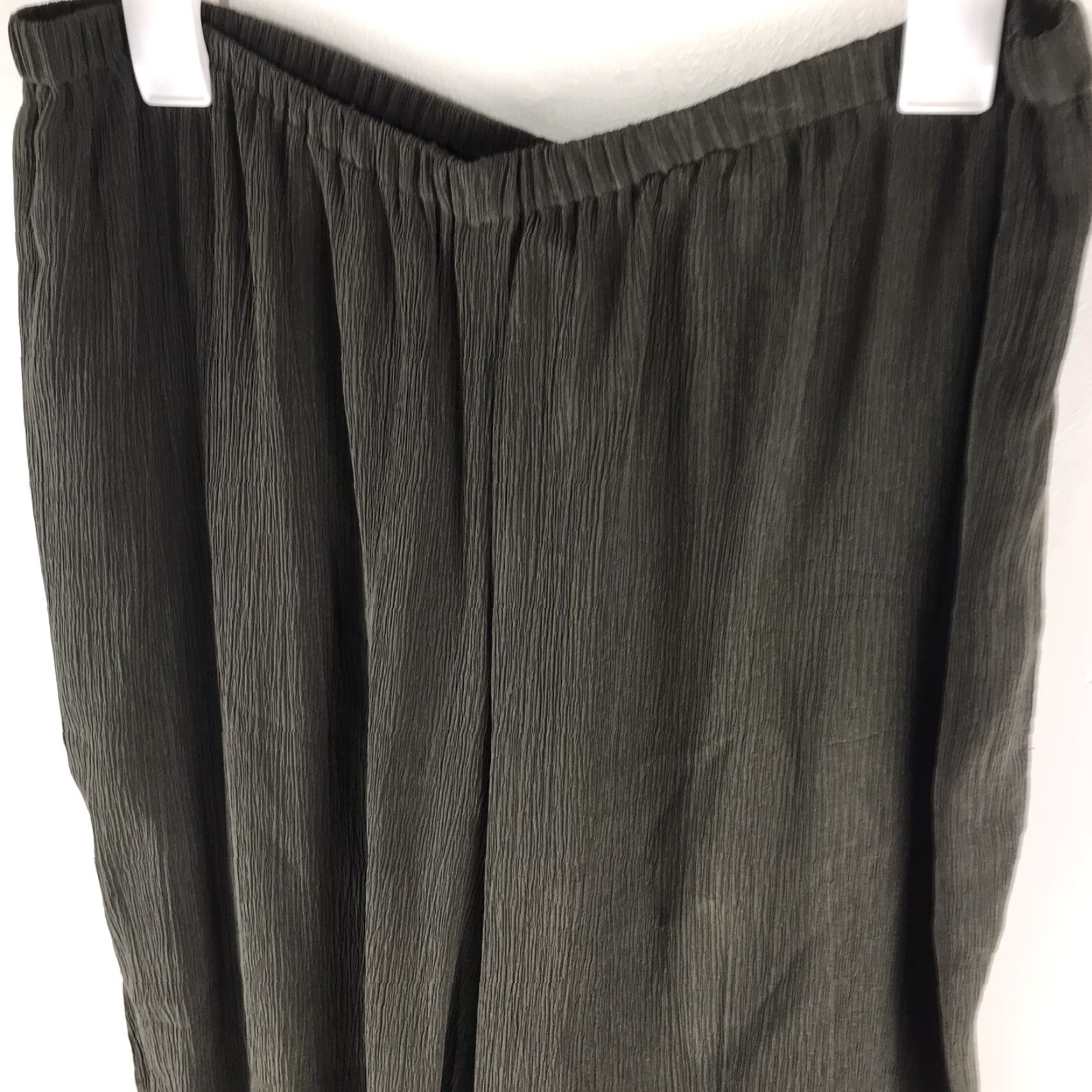Vintage Josephine Chaus Green Silk Dress Pants Plus Size 20 Wide-Leg Pull On Womens Size 42" / US 20 - 2 Thumbnail