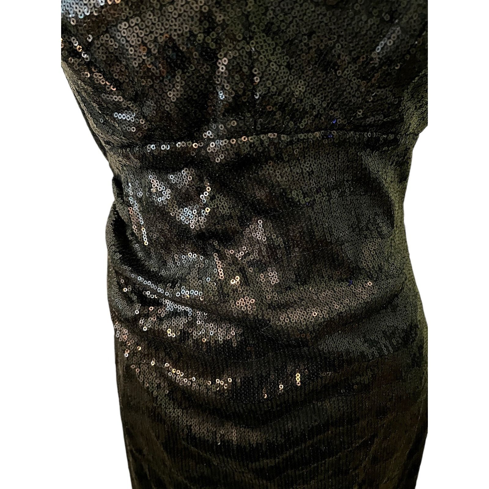 Meister Vtg David Meister Blk Sequins Dress Sleeveless Low V-Neck 6 Size M / US 6-8 / IT 42-44 - 5 Thumbnail