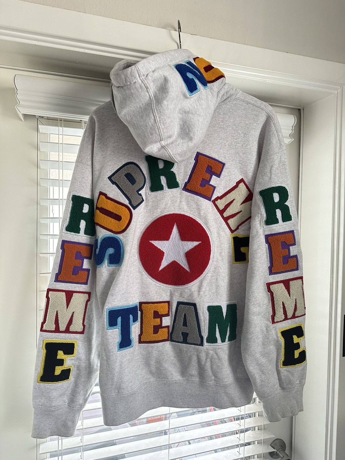 image of Supreme Team Chenille Hoodie Grey, Men's (Size Large)