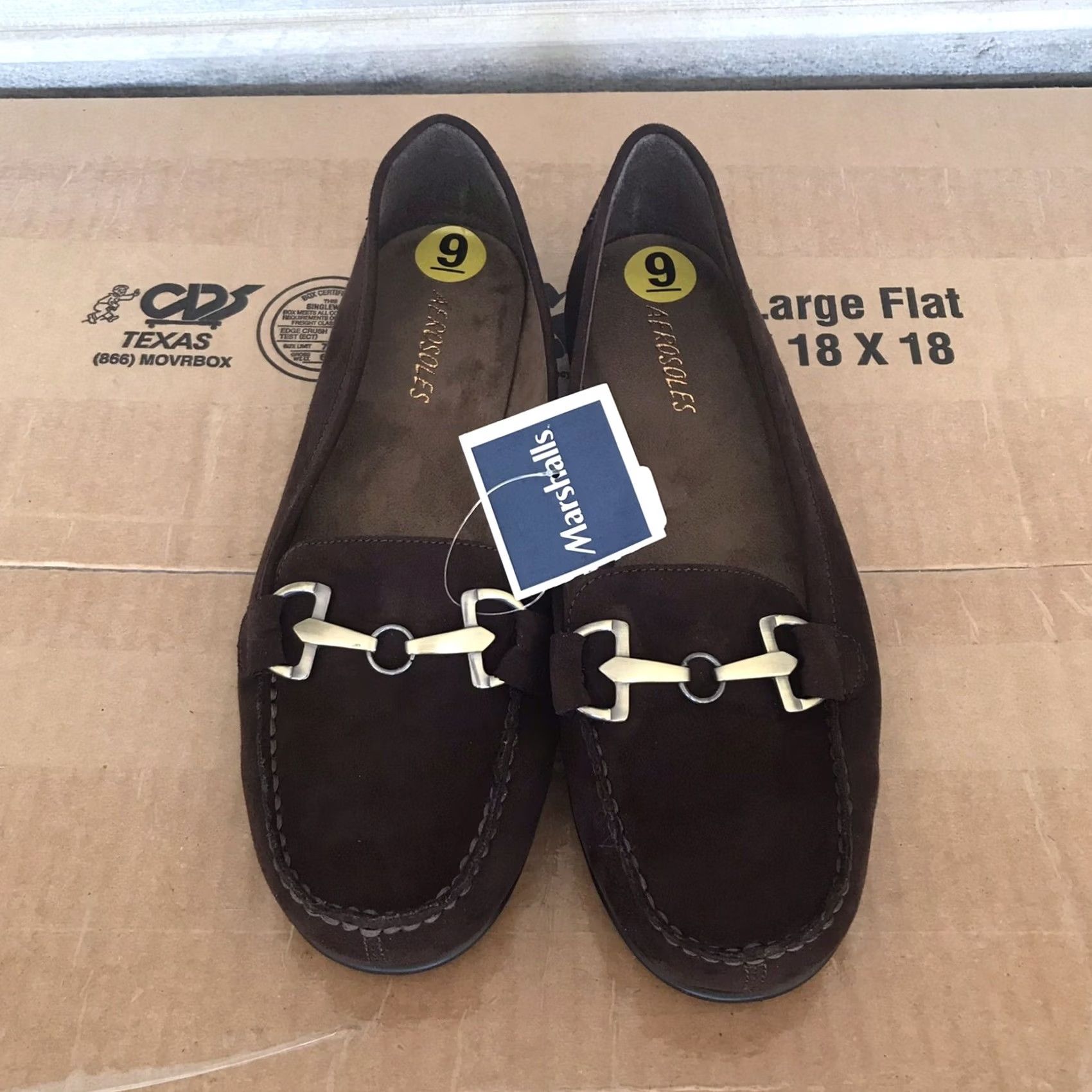 Vintage Aerosoles Women Brown Faux Suede Memory Foam Slip-On Comfort Flats Loafers 9 M Size US 9 / IT 39 - 3 Thumbnail