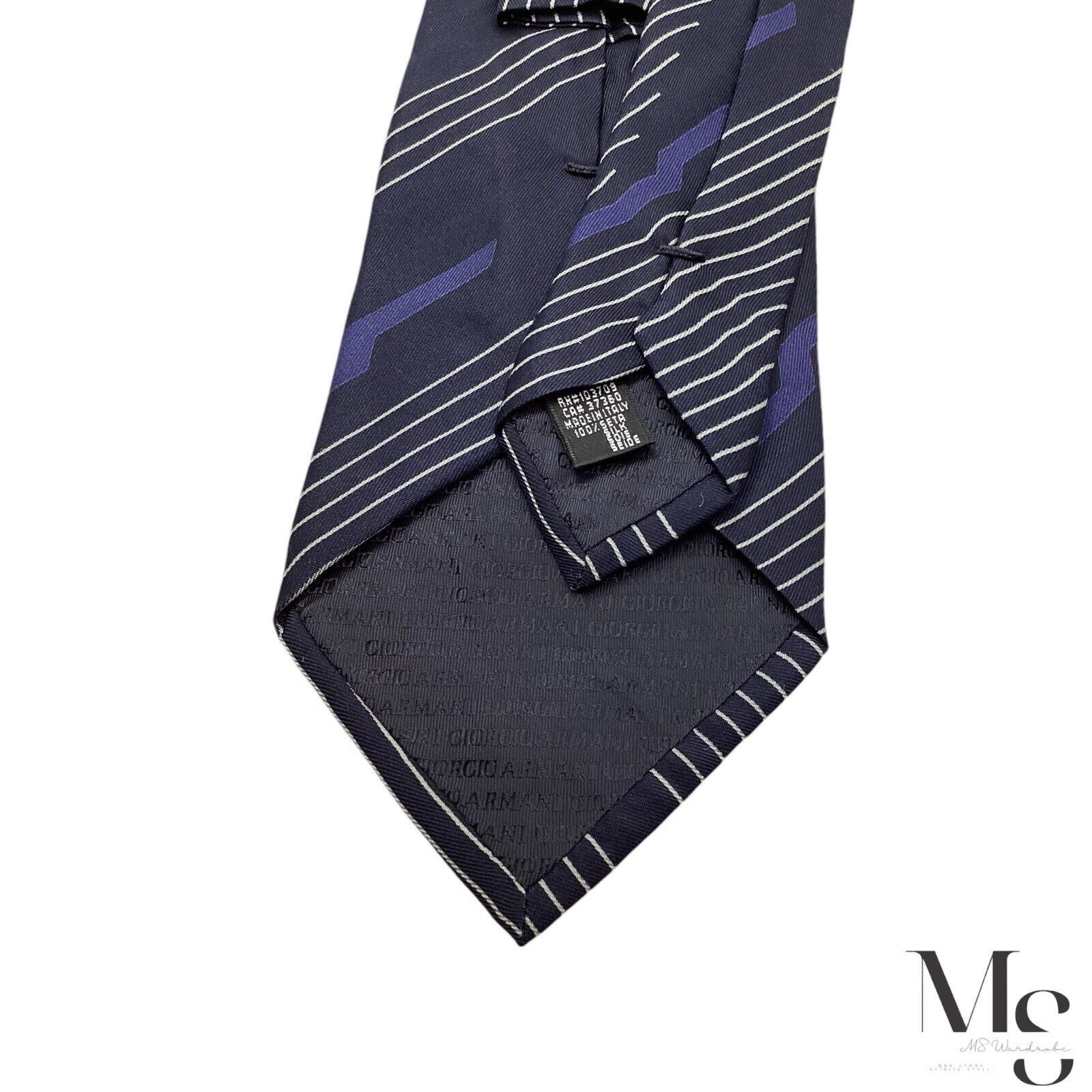 Giorgio Armani GIORGIO ARMANI Blue Striped Luxury Silk Tie Made In Italy W: Size ONE SIZE - 5 Thumbnail
