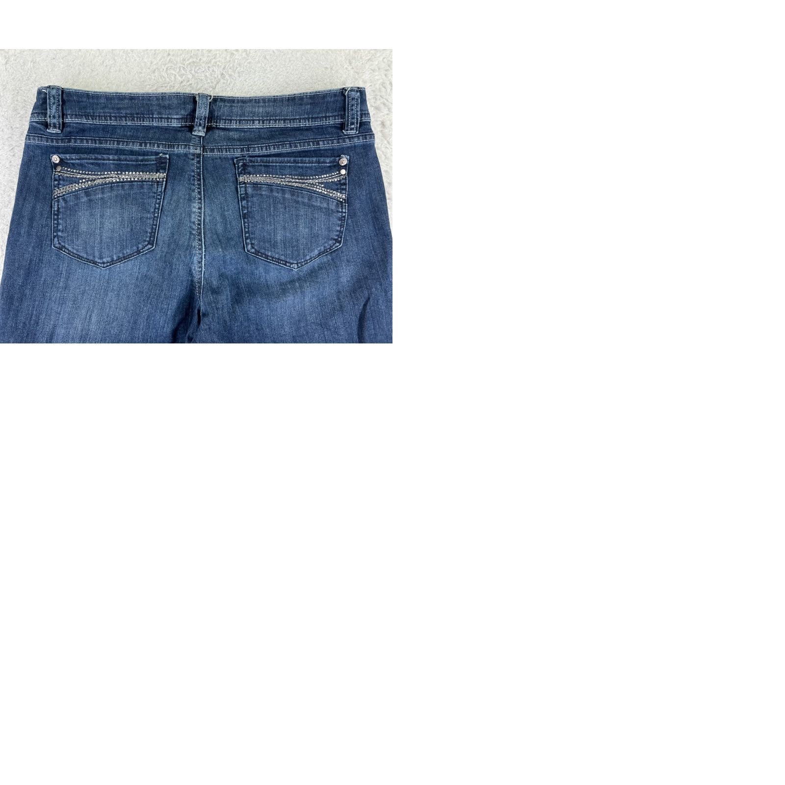 Apt. 9 Apt. 9 Jeans Womens 10 Blue Denim Bootcut Embellished Cotton Blend Stretch Pants-? Size 32" / US 10 / IT 46 - 10 Thumbnail