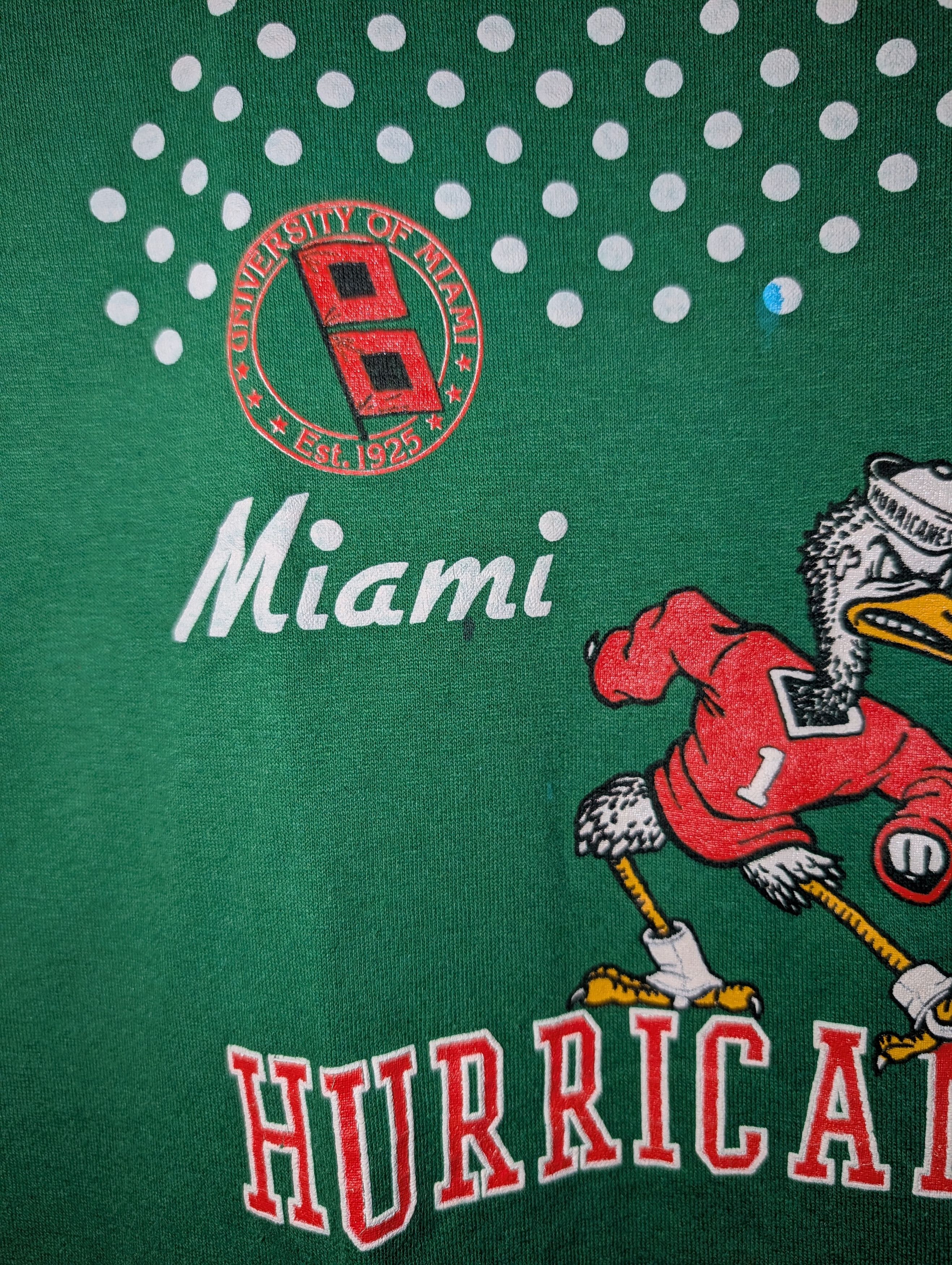NCAA Vintage 90s University of Miami Hurricanes T Shirt Youth Med Size US M / EU 48-50 / 2 - 6 Thumbnail