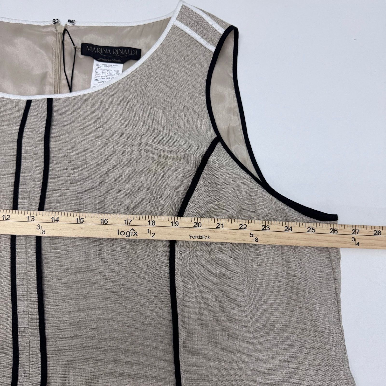 Marina Rinaldi Marina Rinaldi Linen Midi Dress Contrast Seamed PLUS sz 22 Size 3XL / US 20-22 - 8 Thumbnail