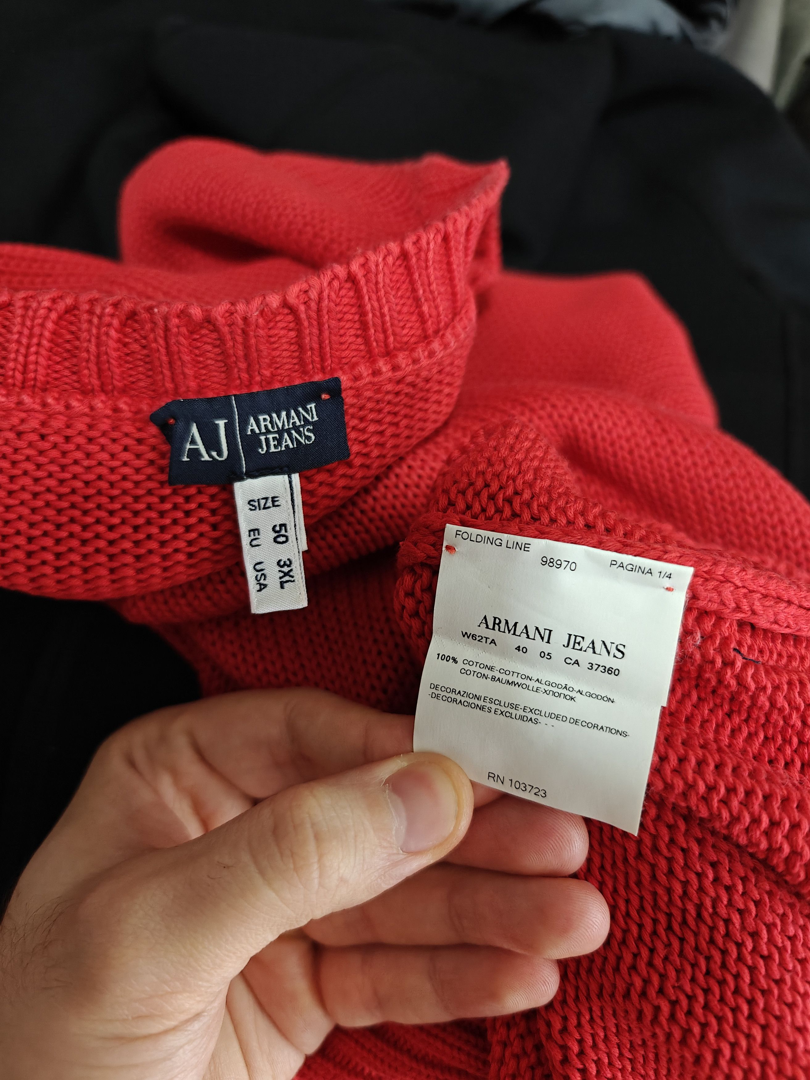 Armani Armani Jeans Sweater Knit VTG Pullover V-Neck Red size M Size US M / EU 48-50 / 2 - 10 Thumbnail