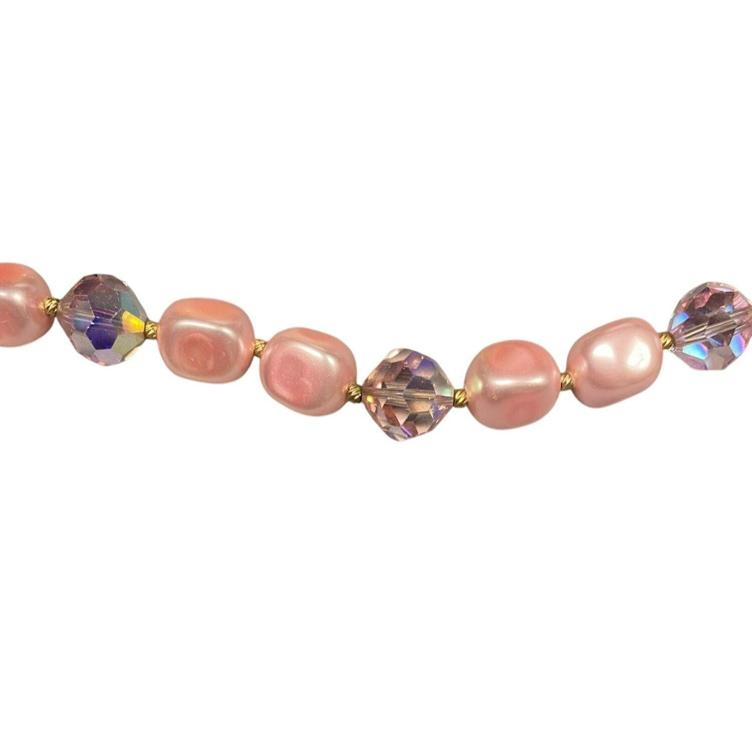 Other Vintage MCM Pink Faux Pearl Beaded Necklace 13-16 Inches Adj Size ONE SIZE - 3 Thumbnail