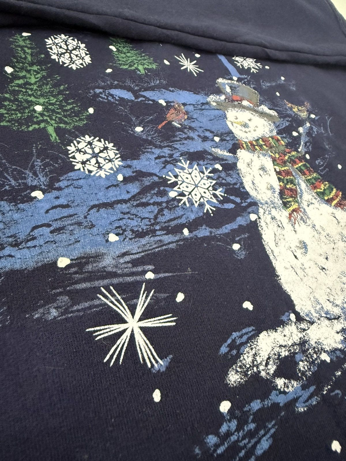 Vintage 🔥 Vintage Y2K Jerzees Art Graphic Christmas Blue Sweatshirt Size US XL / EU 56 / 4 - 6 Thumbnail